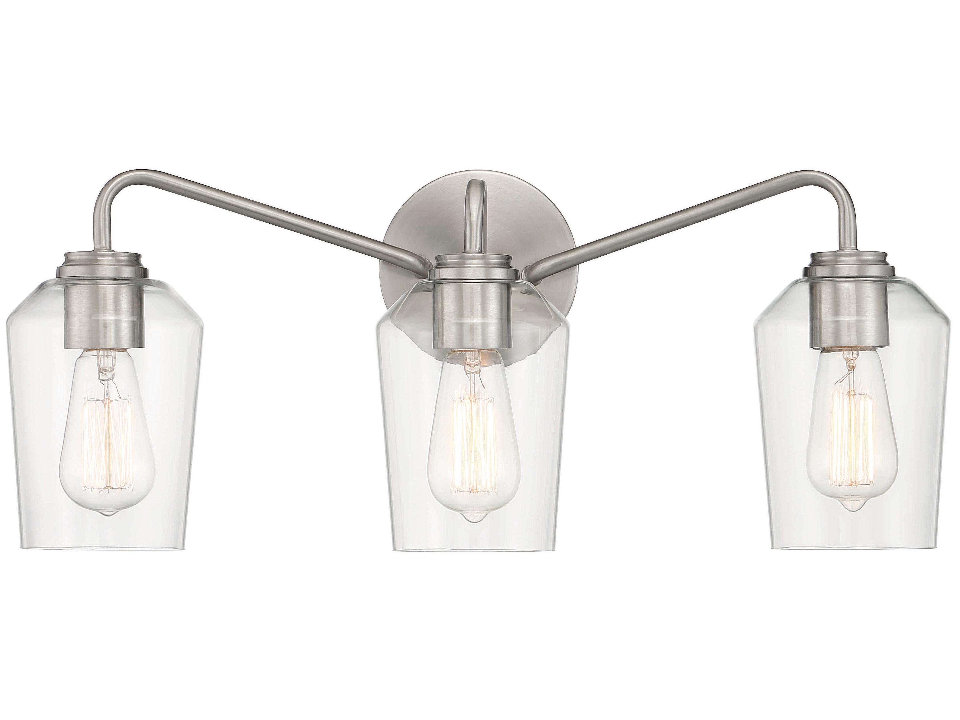 Craftmade Shayna 3-Light Brushed Polished Nickel Glass Vanity Light