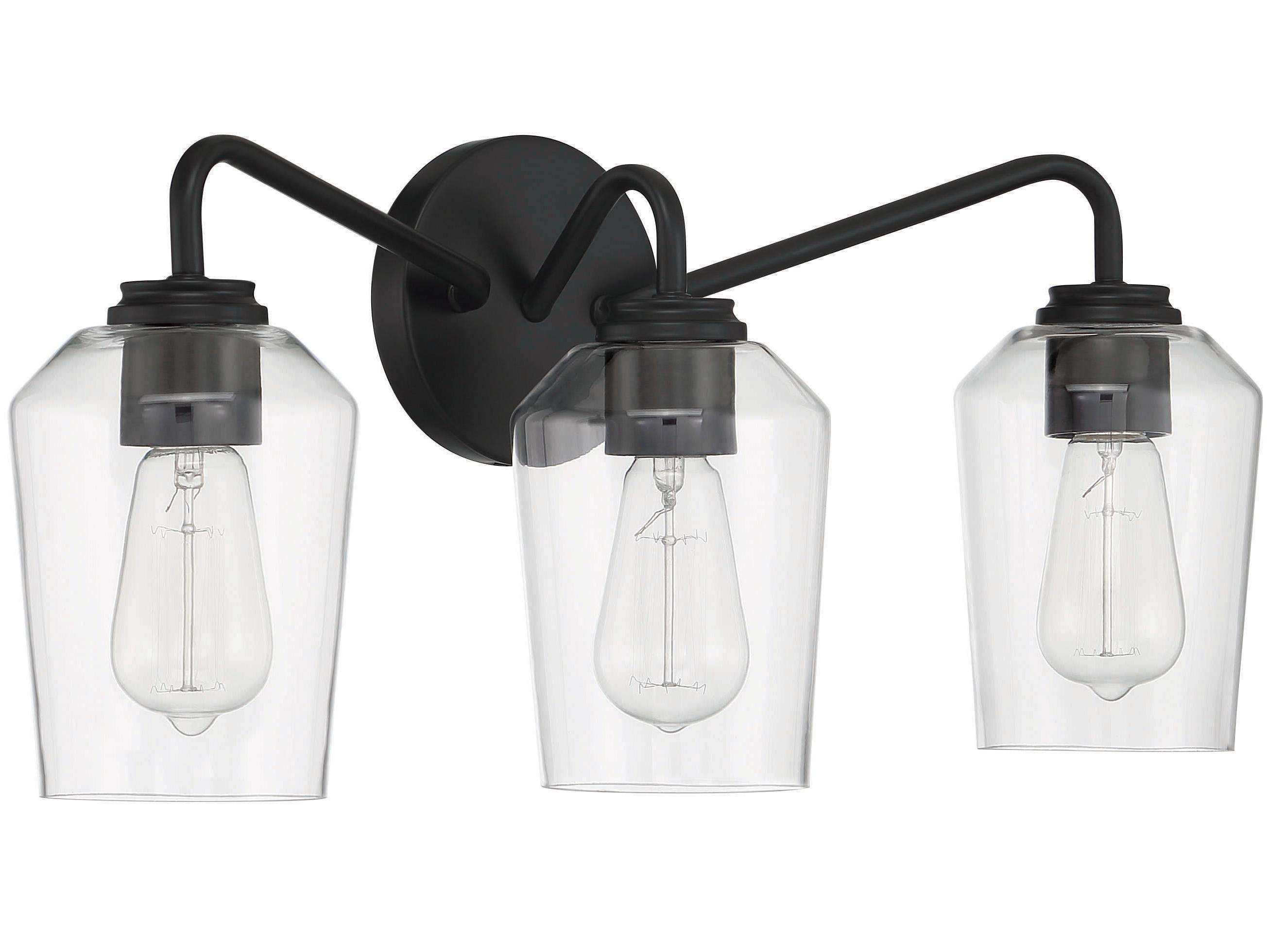 Craftmade Shayna 3-Light Flat Black Glass Vanity Light
