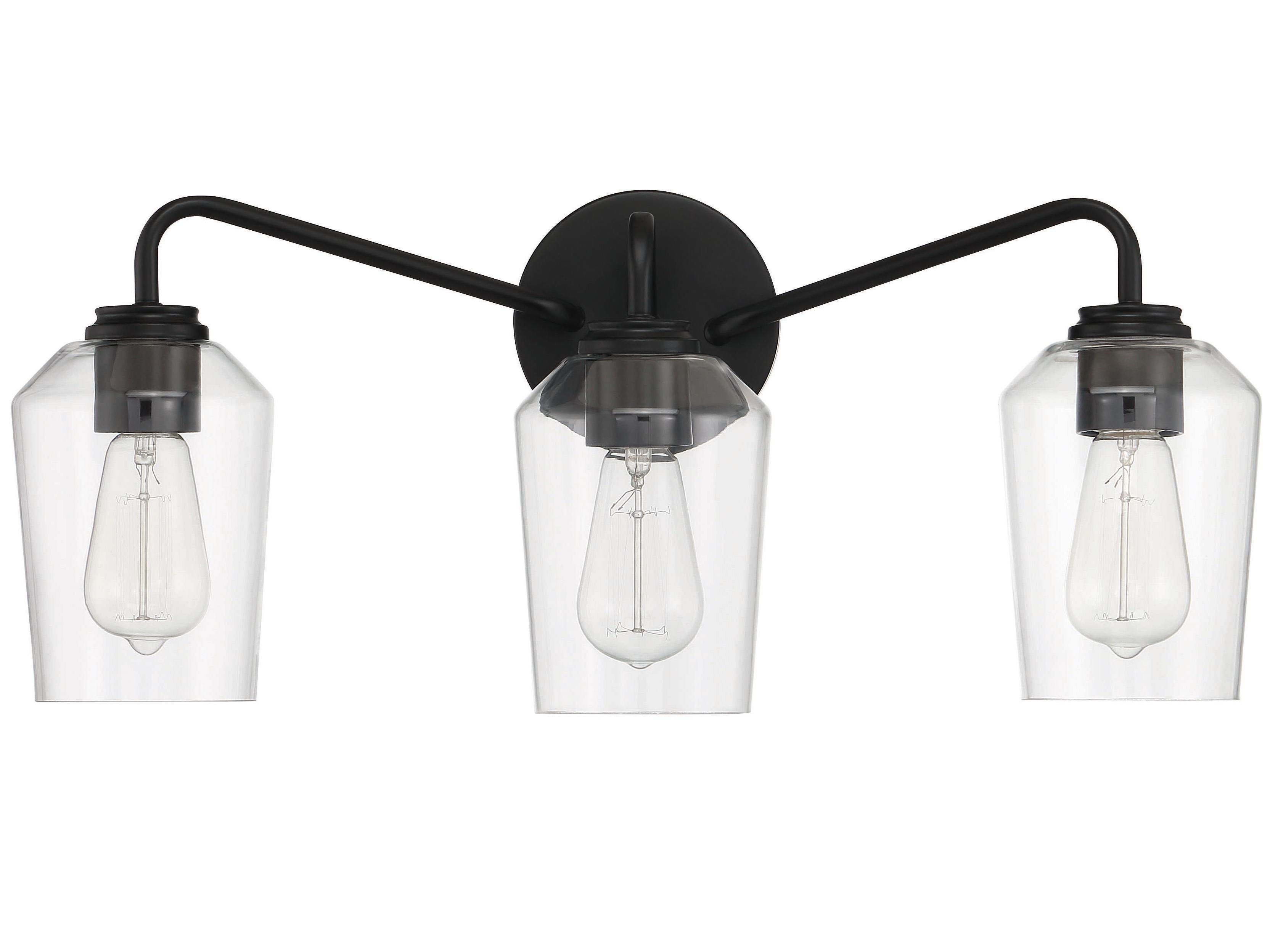 Craftmade Shayna 3-Light Flat Black Glass Vanity Light