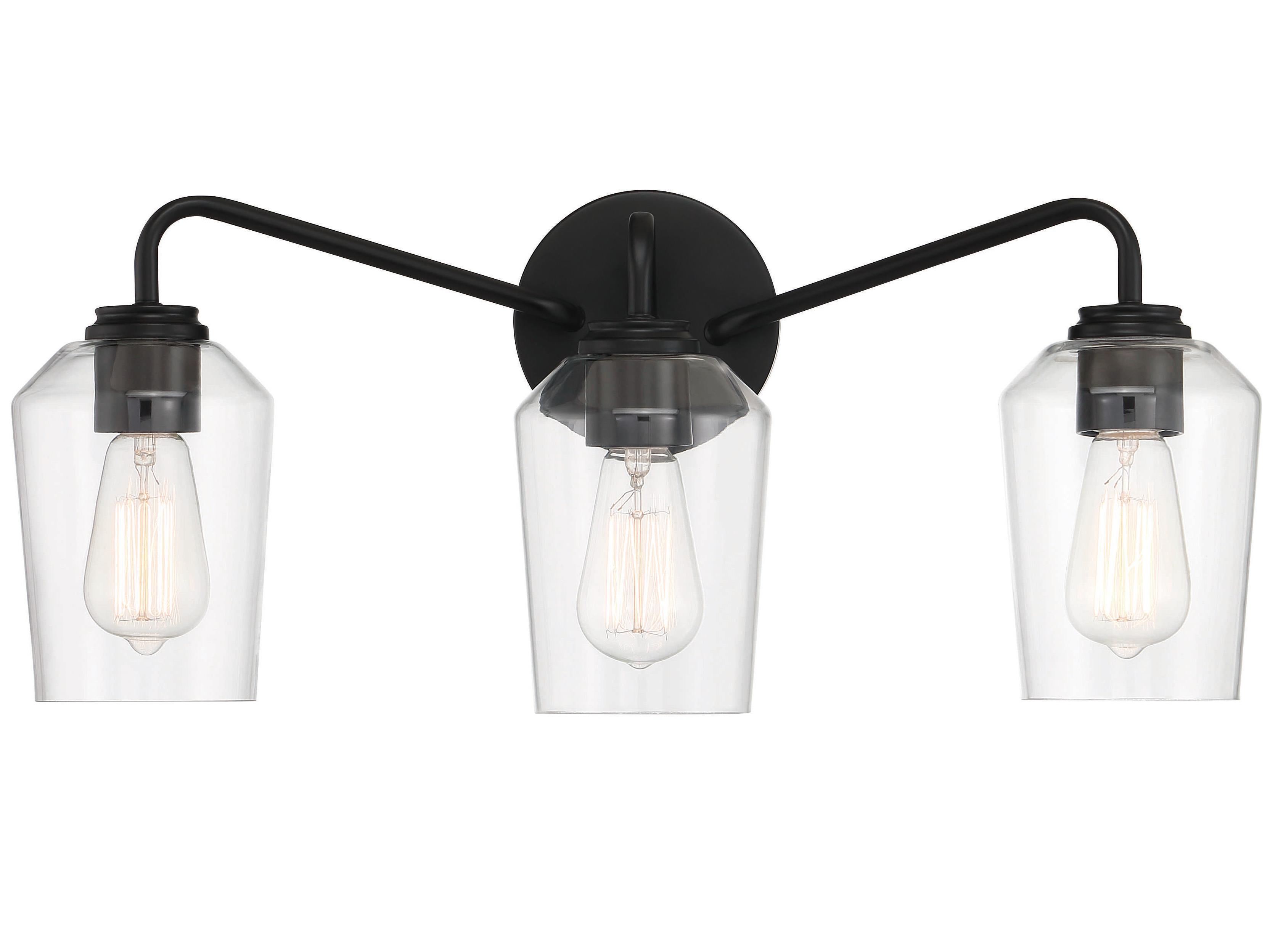 Craftmade Shayna 3-Light Flat Black Glass Vanity Light