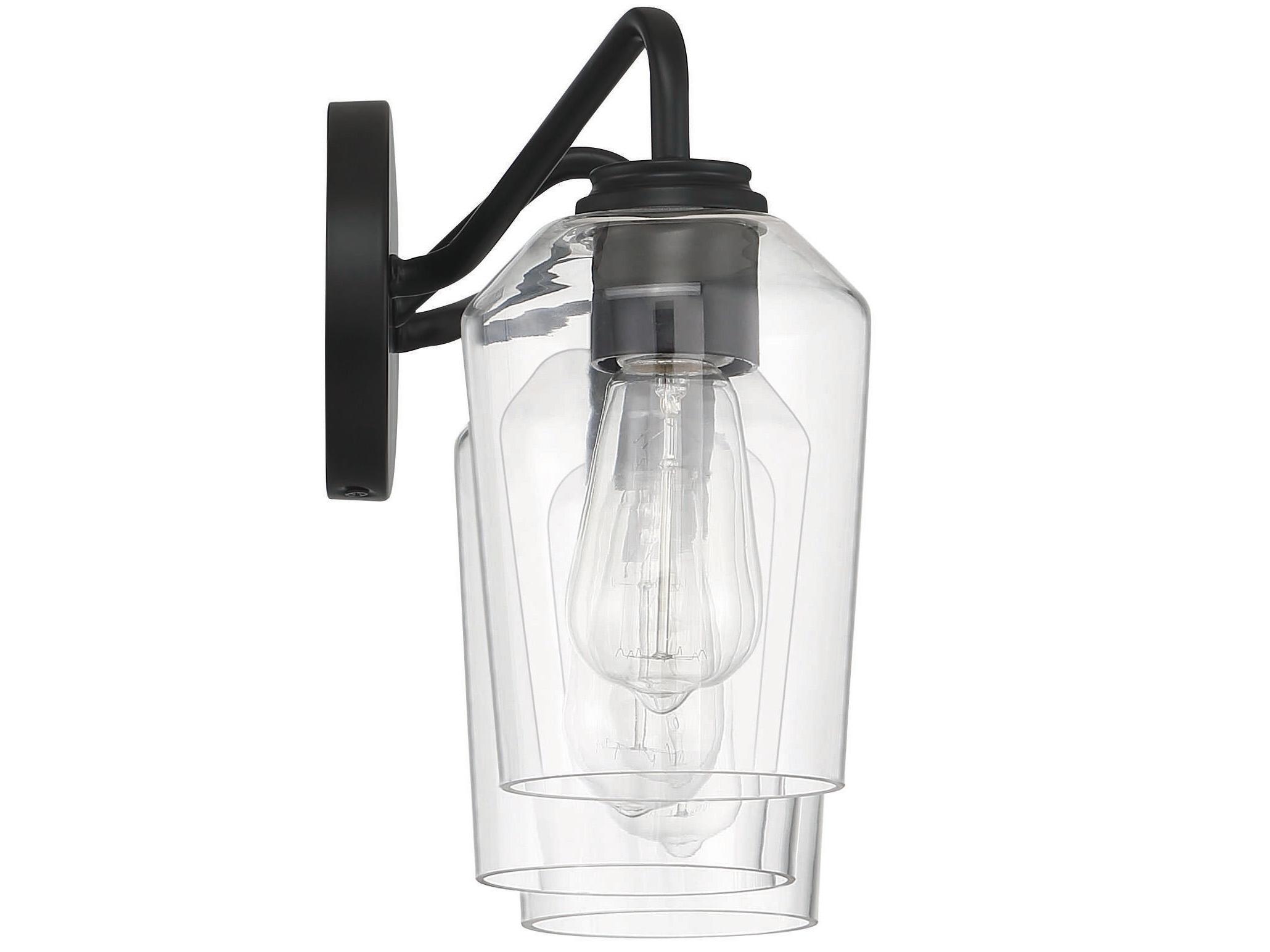 Craftmade Shayna 3-Light Flat Black Glass Vanity Light