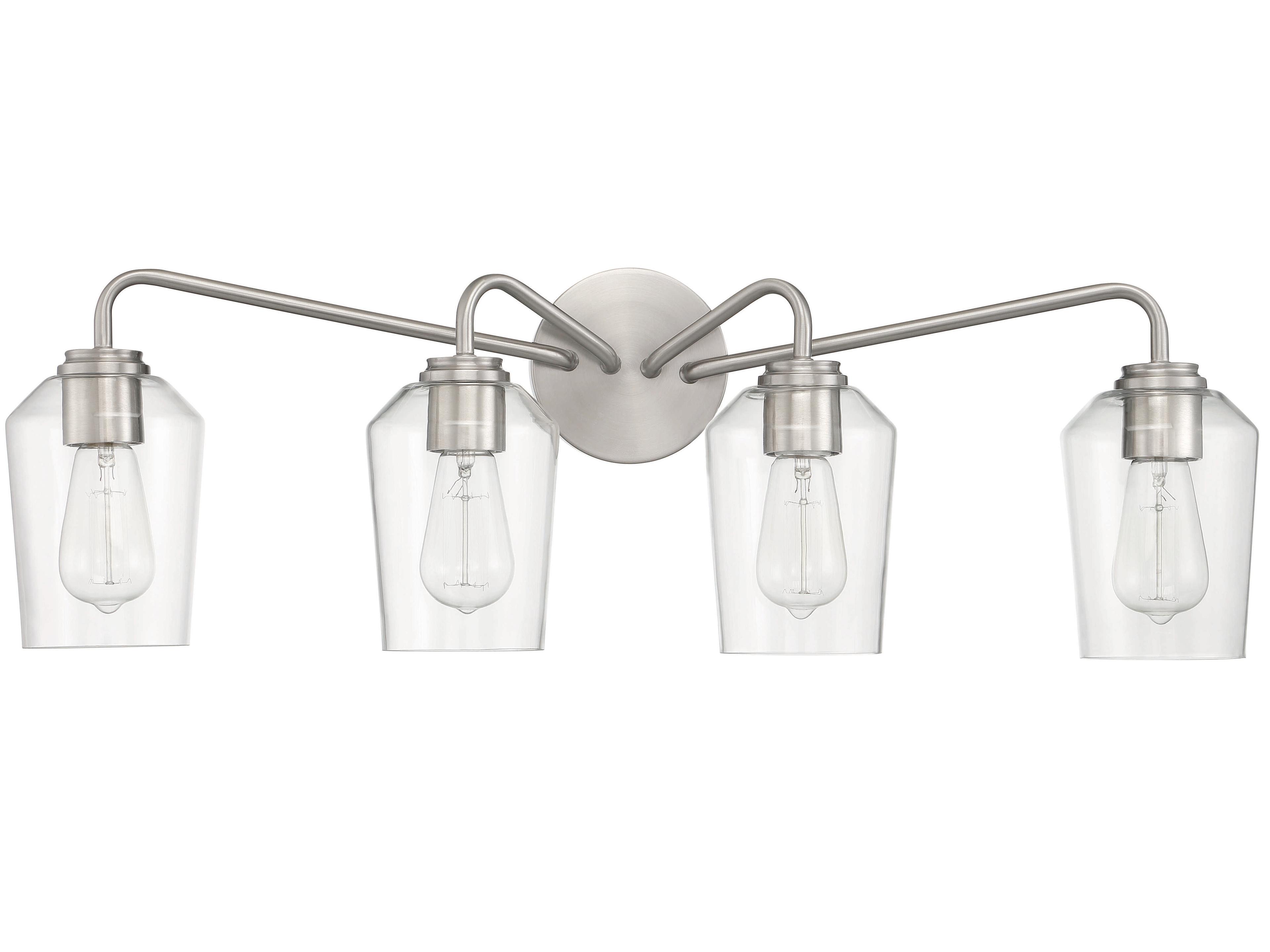Craftmade Shayna 4-Light Brushed Polished Nickel Glass Vanity Light
