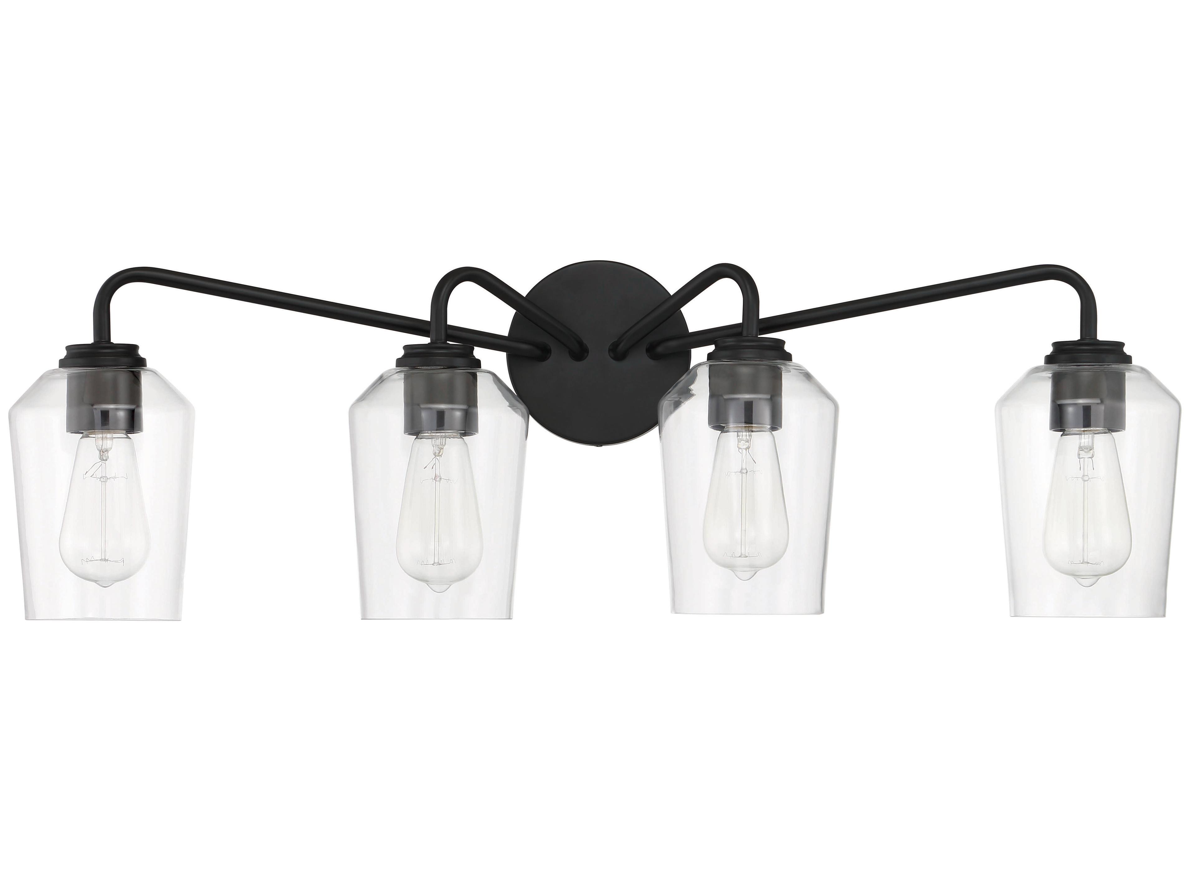 Craftmade Shayna 4-Light Flat Black Glass Vanity Light