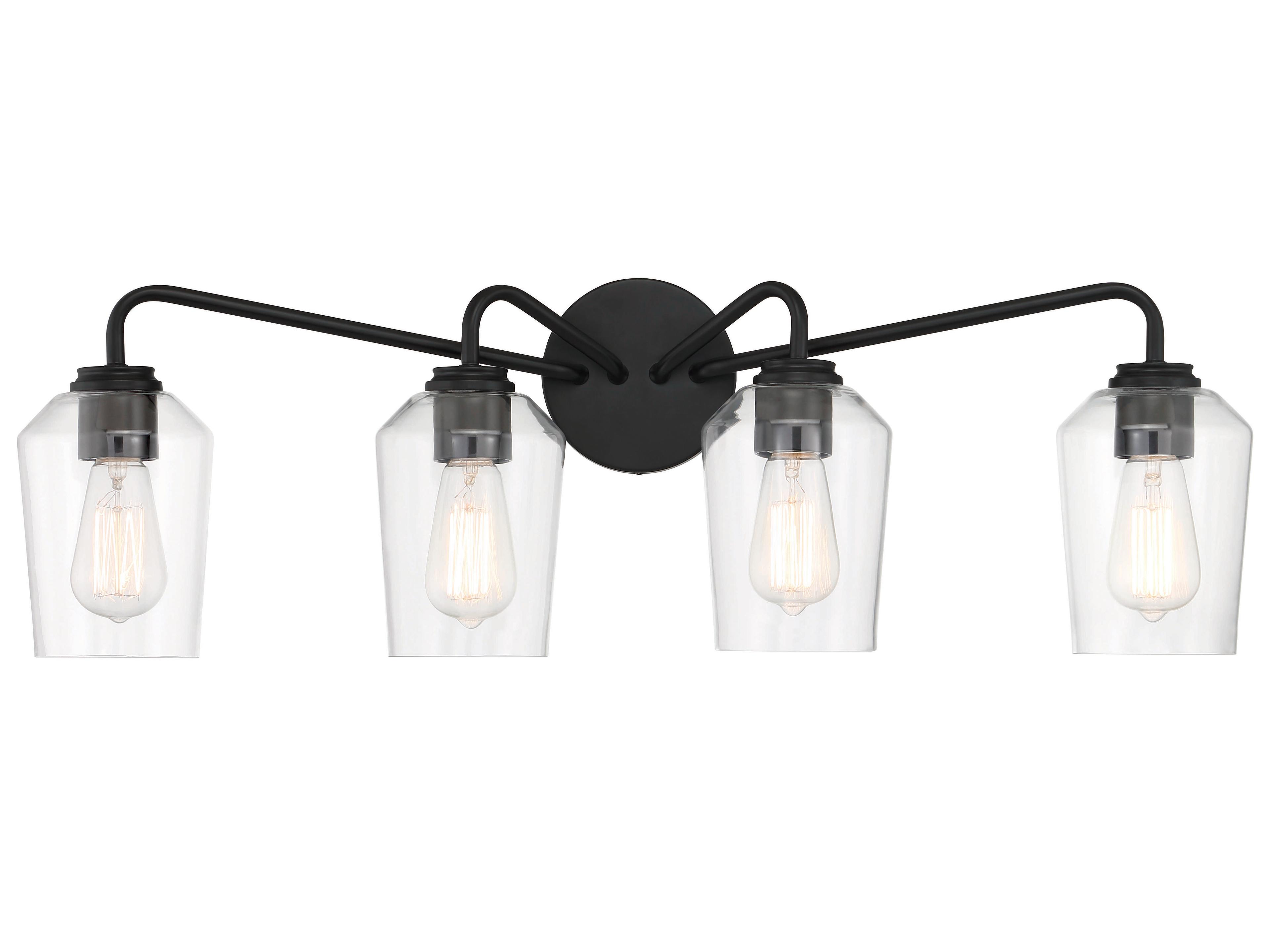 Craftmade Shayna 4-Light Flat Black Glass Vanity Light