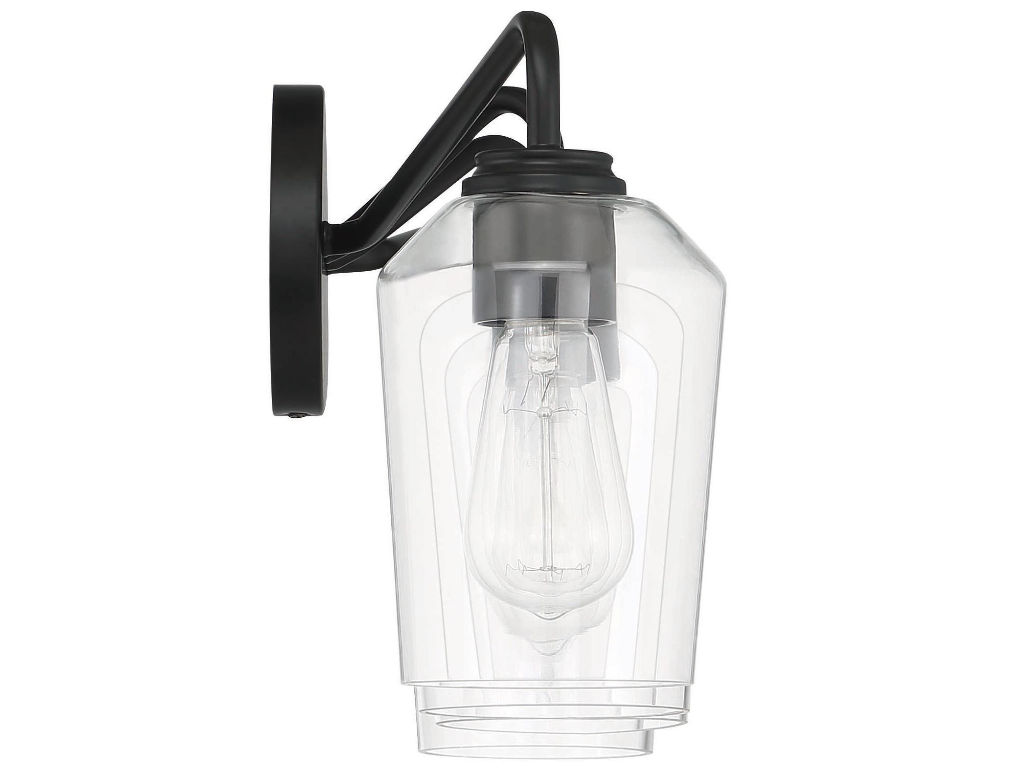 Craftmade Shayna 4-Light Flat Black Glass Vanity Light