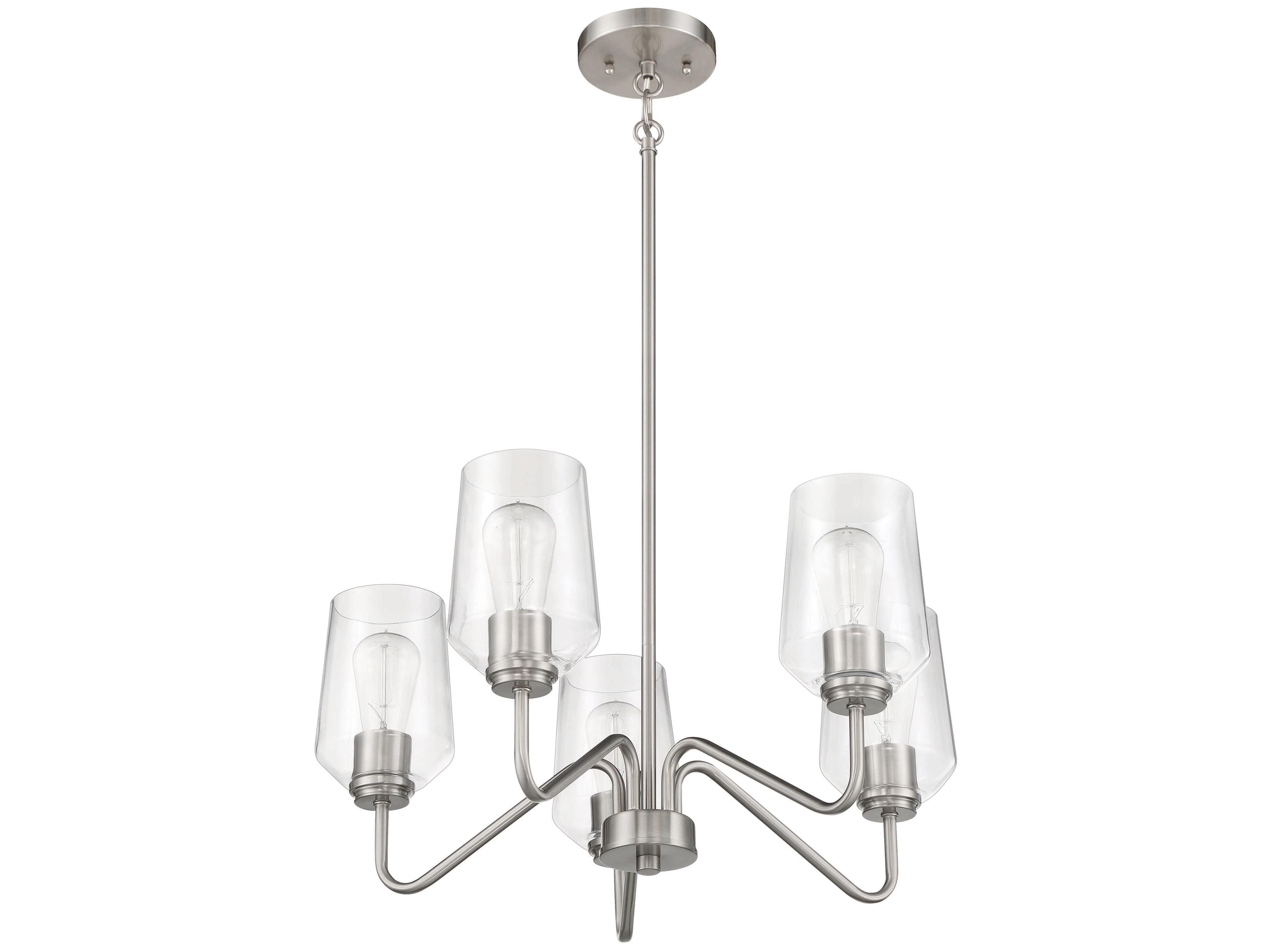 Craftmade Shayna 5-Light Brushed Polished Nickel Glass Cylinder Chandelier