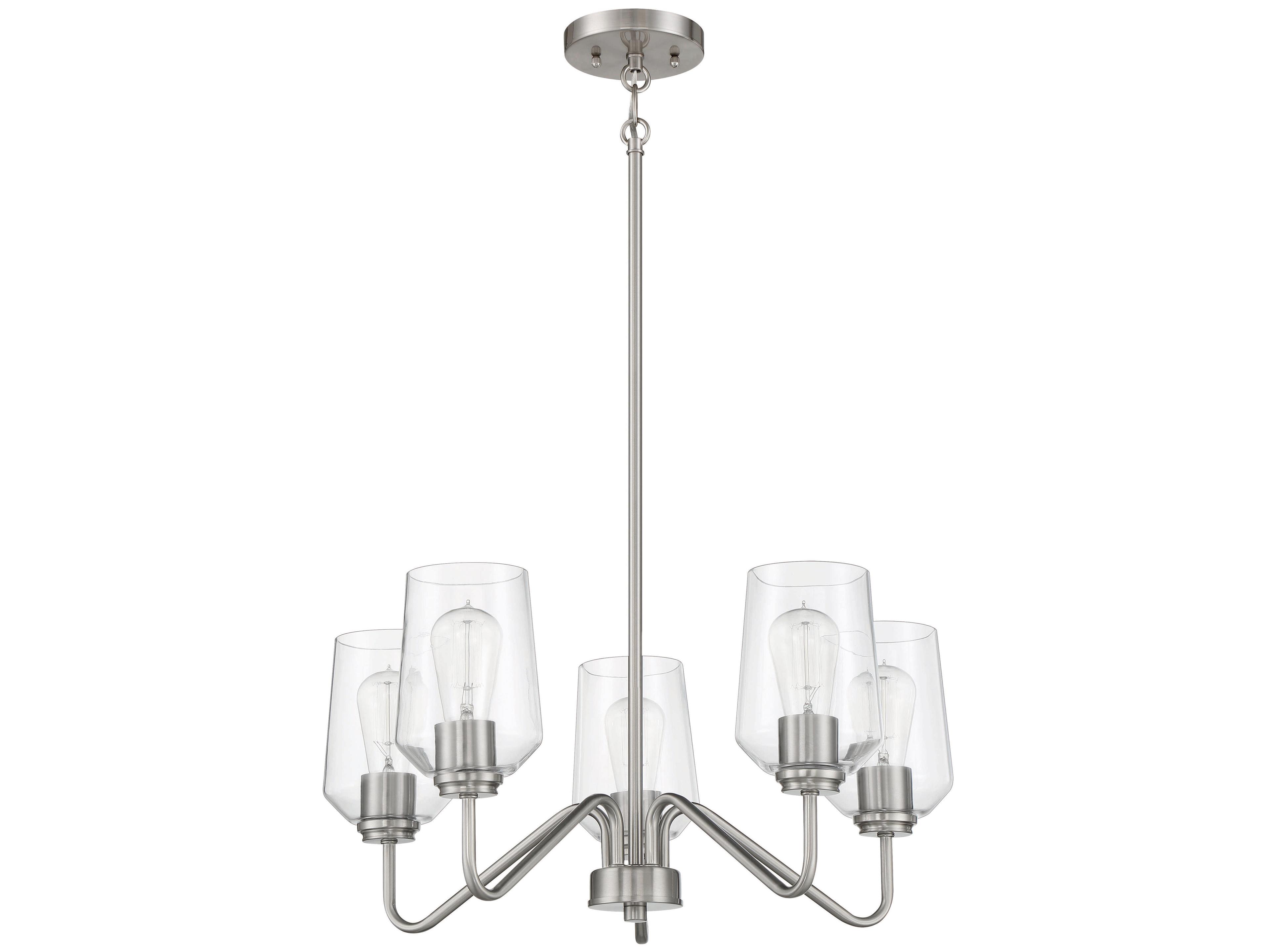 Craftmade Shayna 5-Light Brushed Polished Nickel Glass Cylinder Chandelier