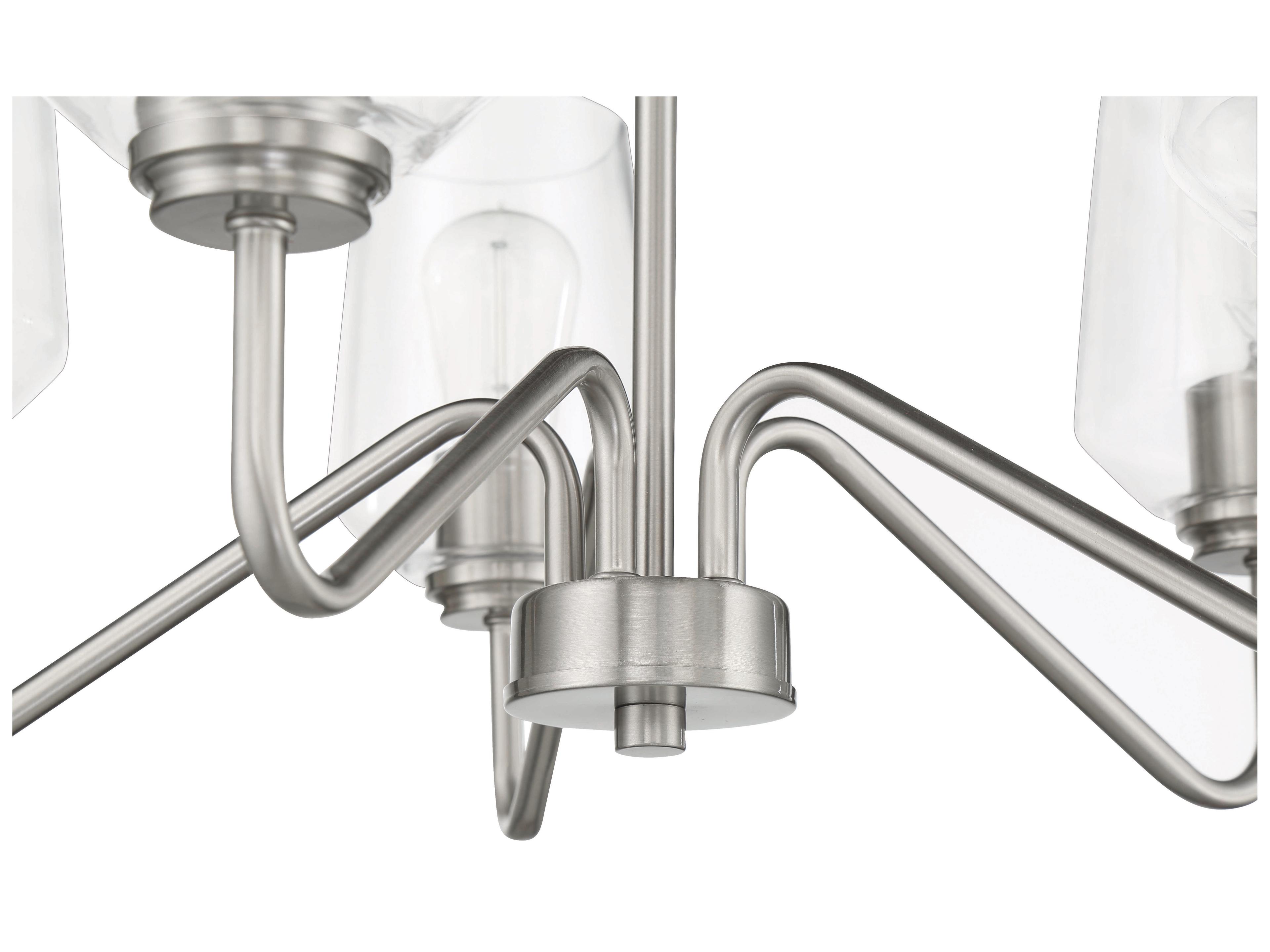 Craftmade Shayna 5-Light Brushed Polished Nickel Glass Cylinder Chandelier