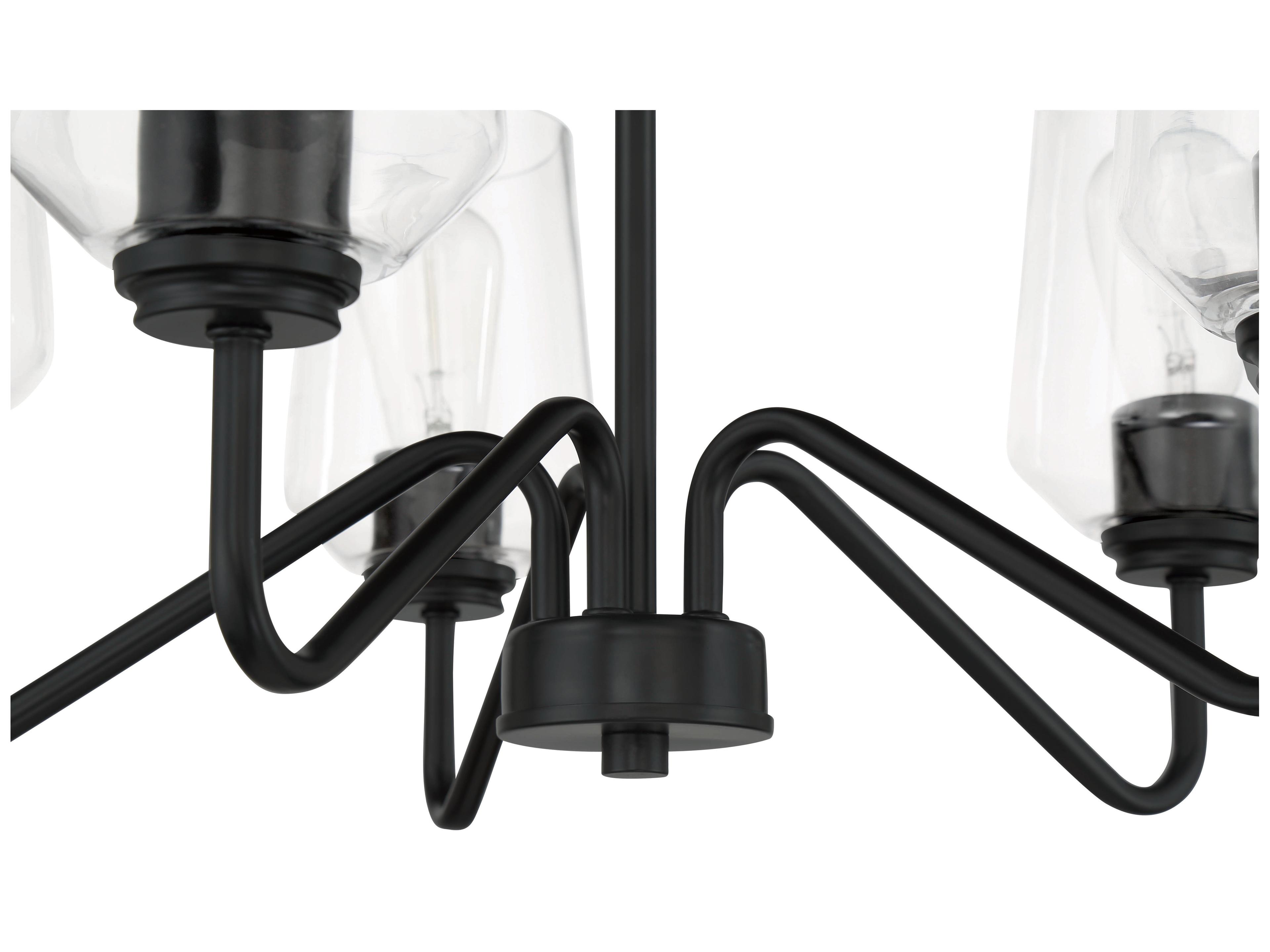 Craftmade Shayna 5-Light Flat Black Glass Cylinder Chandelier
