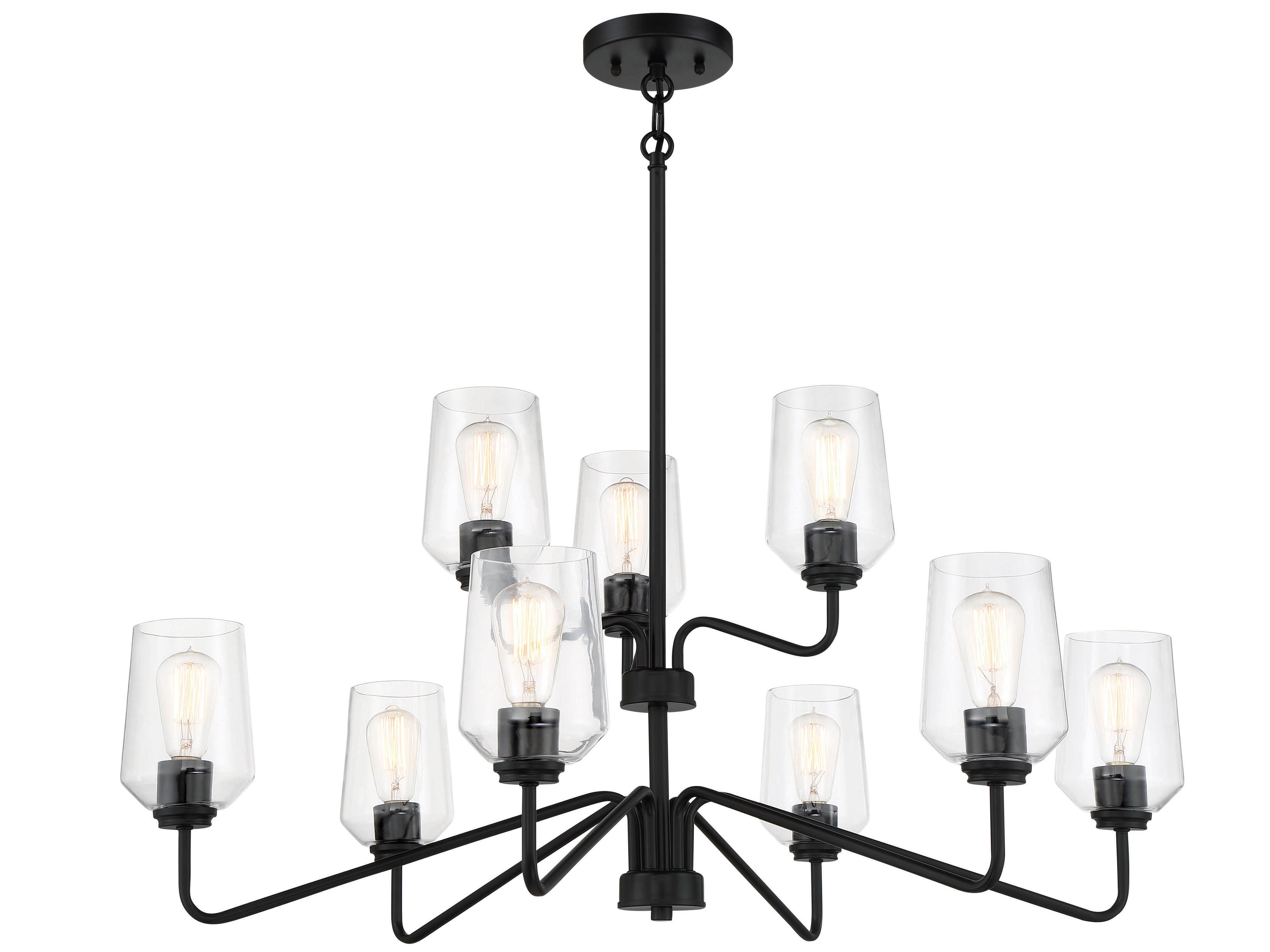 Craftmade Shayna 9-Light Flat Black Glass Cylinder Tiered Chandelier