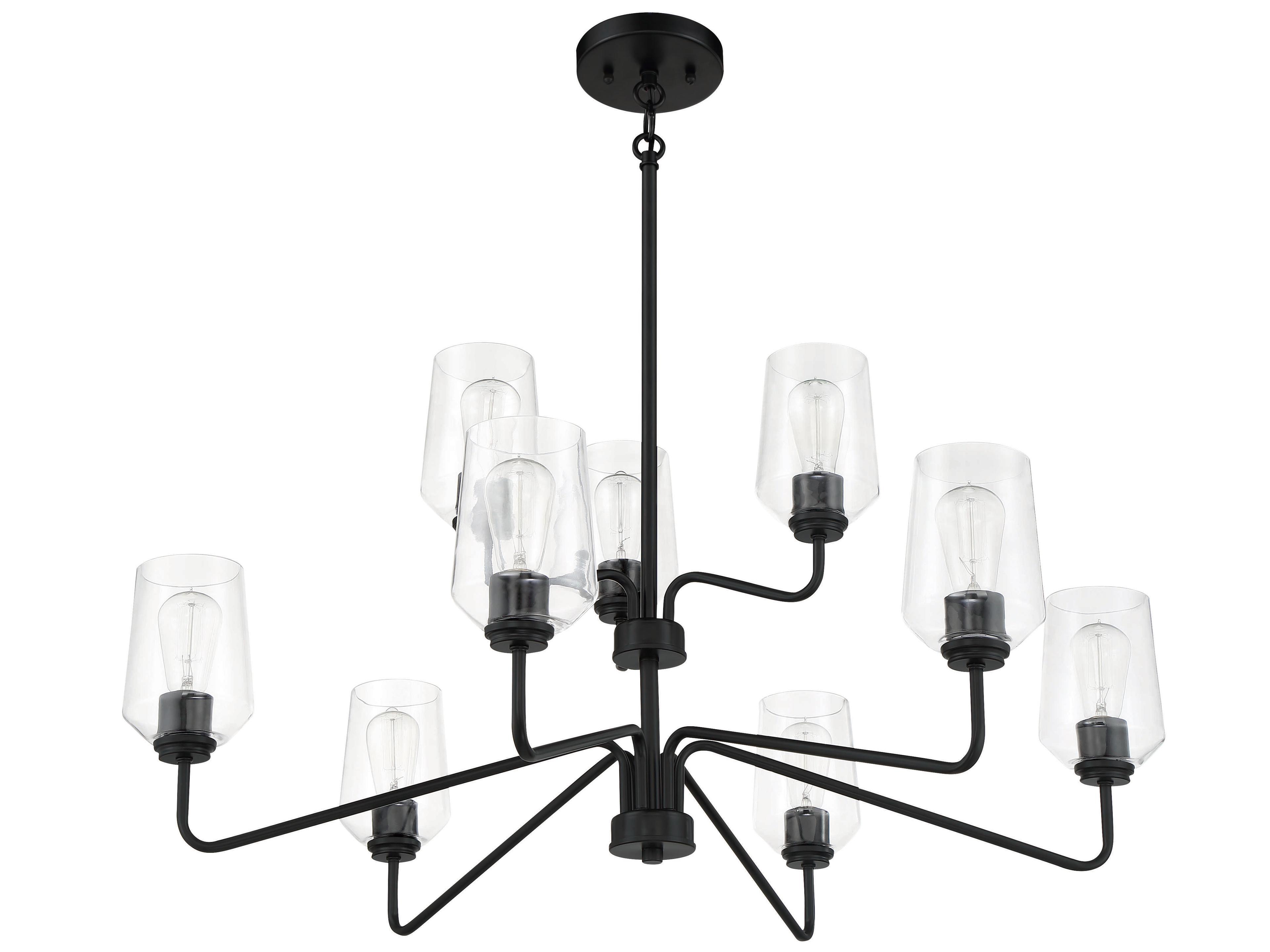 Craftmade Shayna 9-Light Flat Black Glass Cylinder Tiered Chandelier
