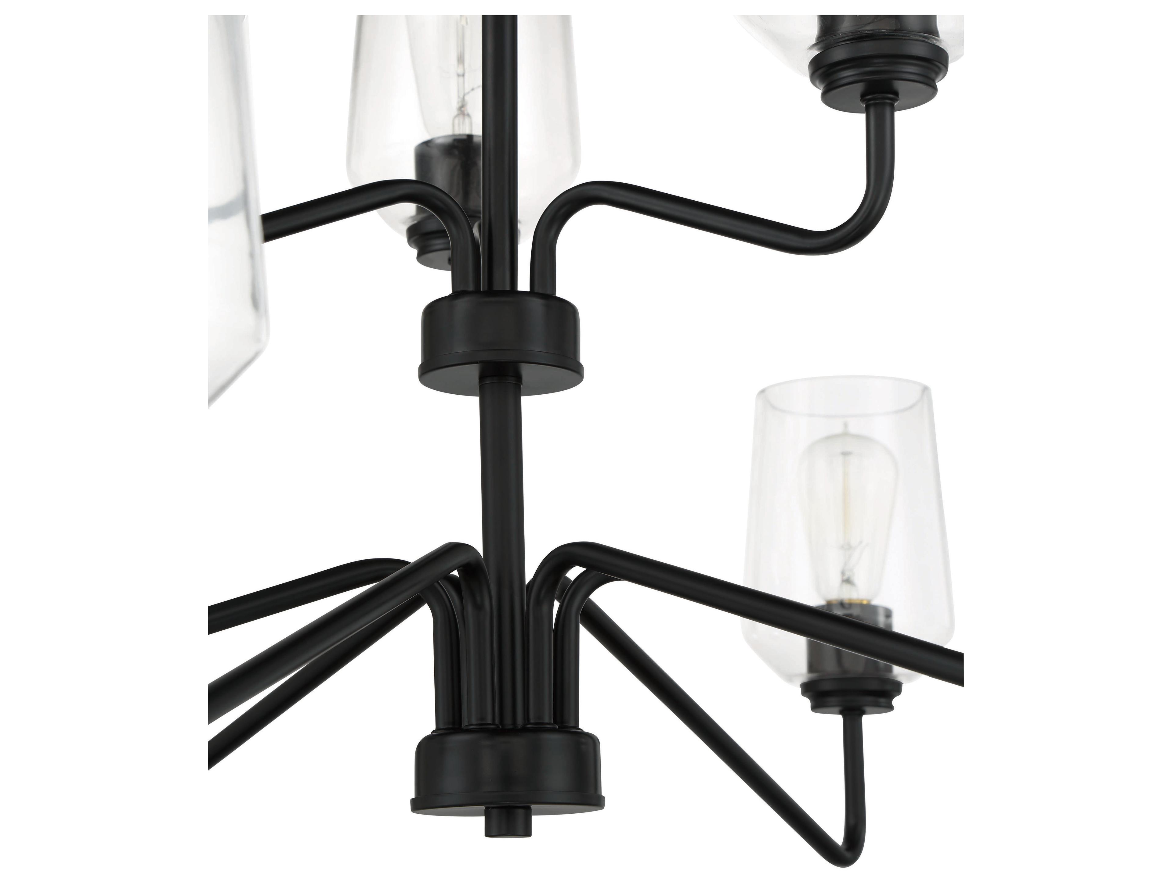 Craftmade Shayna 9-Light Flat Black Glass Cylinder Tiered Chandelier