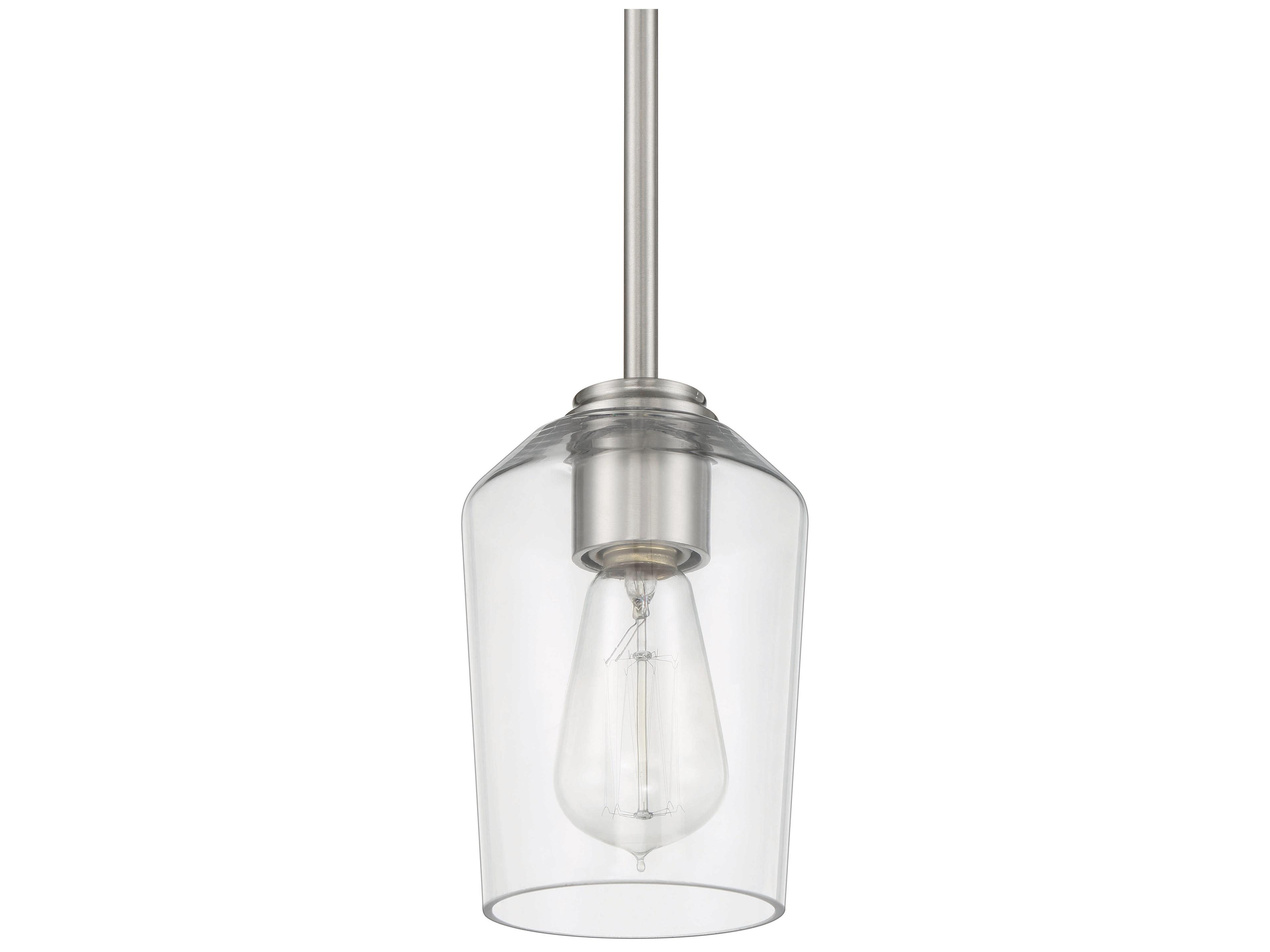 Craftmade Shayna 1-Light Brushed Polished Nickel Glass Cylinder Mini Pendant