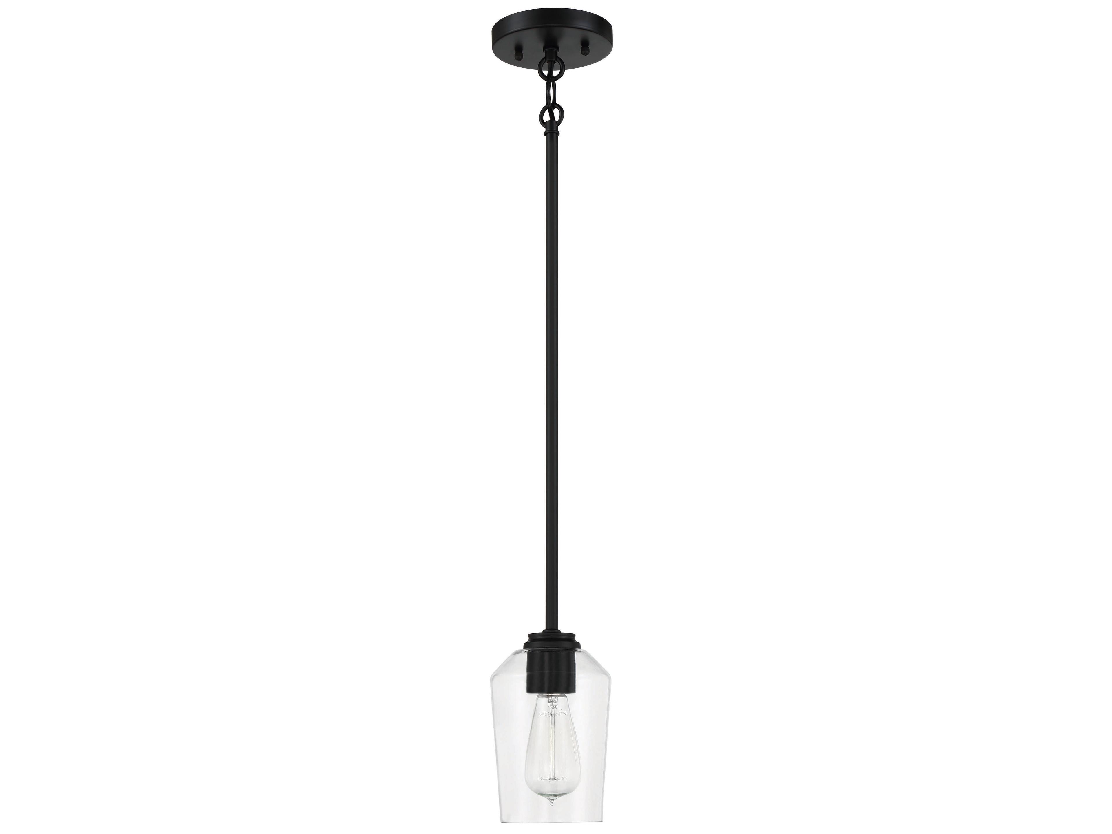 Craftmade Shayna 1-Light Flat Black Glass Cylinder Mini Pendant
