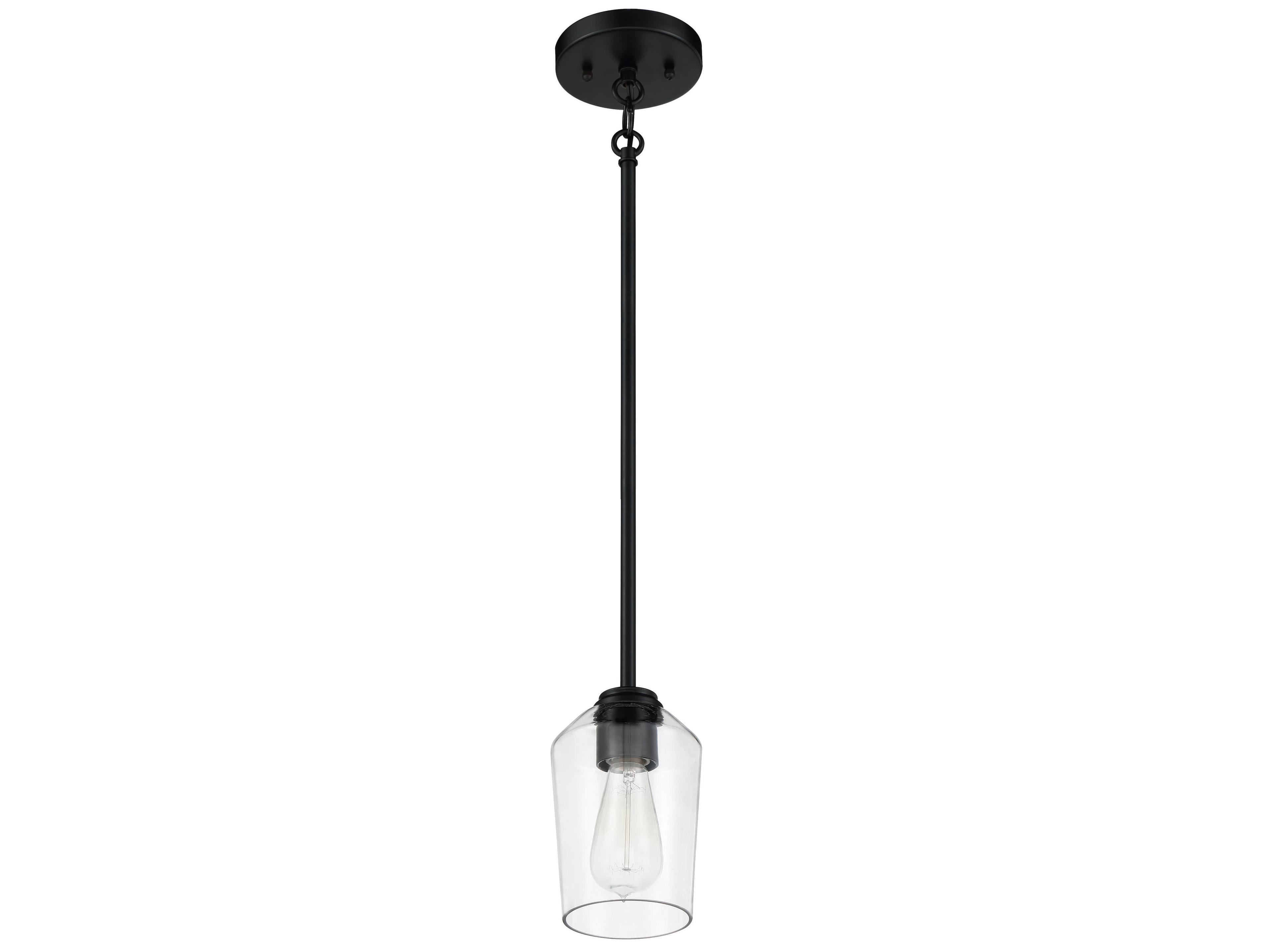 Craftmade Shayna 1-Light Flat Black Glass Cylinder Mini Pendant