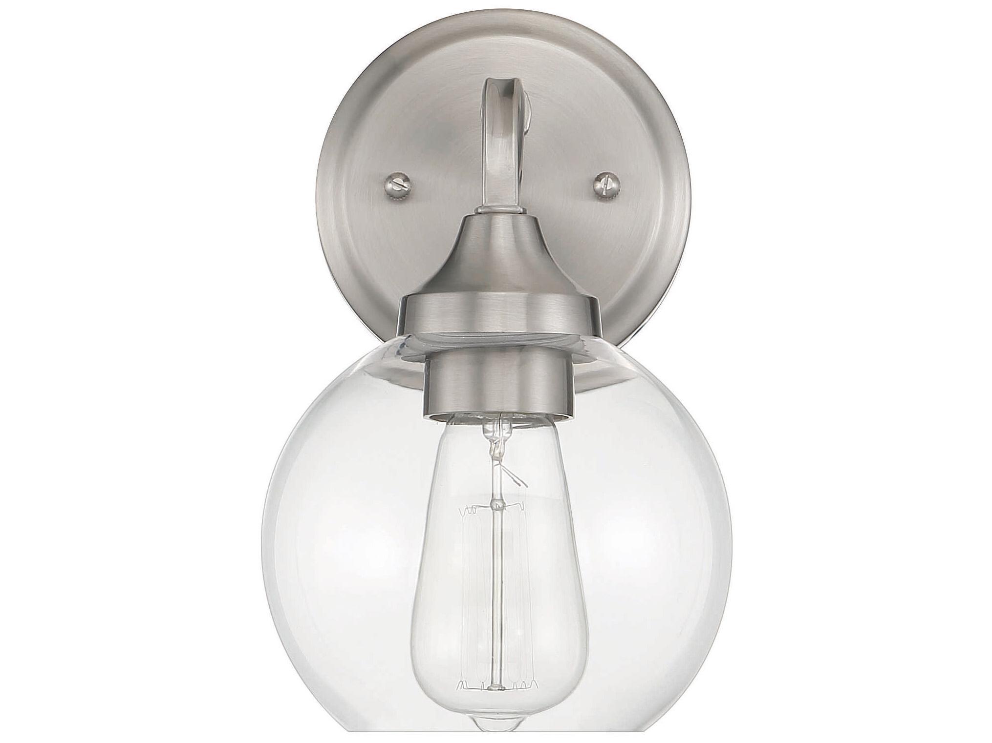 Craftmade Glenda 1-Light Brushed Polished Nickel Glass Vanity Light