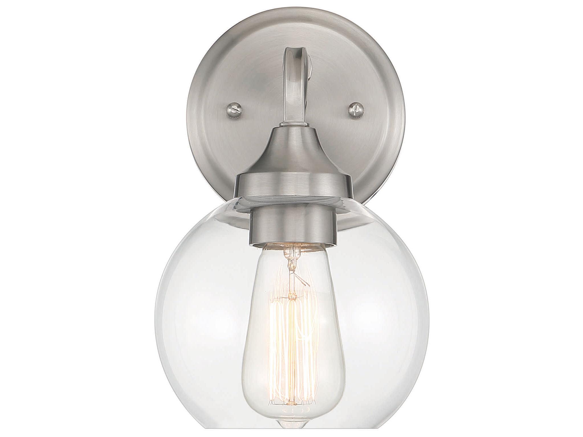 Craftmade Glenda 1-Light Brushed Polished Nickel Glass Vanity Light