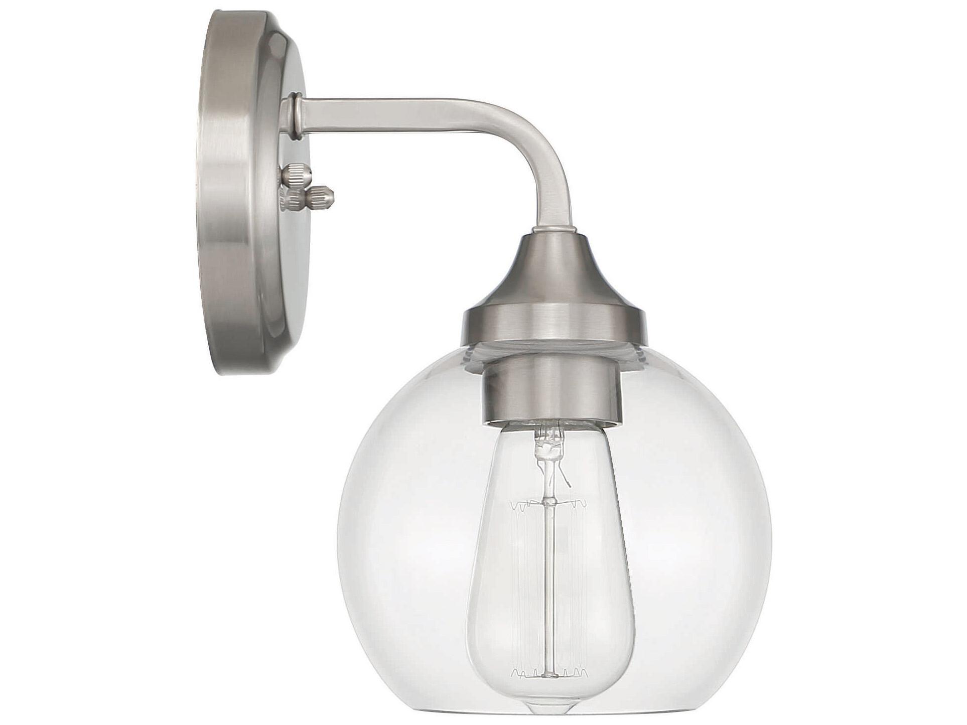 Craftmade Glenda 1-Light Brushed Polished Nickel Glass Vanity Light