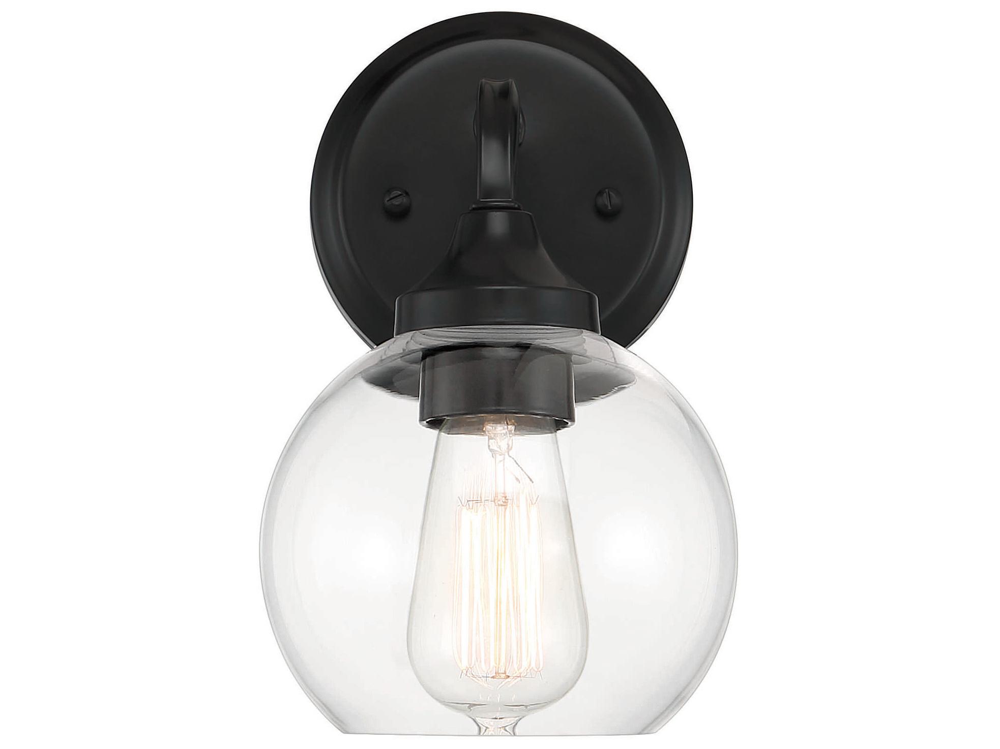 Craftmade Glenda 1-Light Flat Black Glass Vanity Light