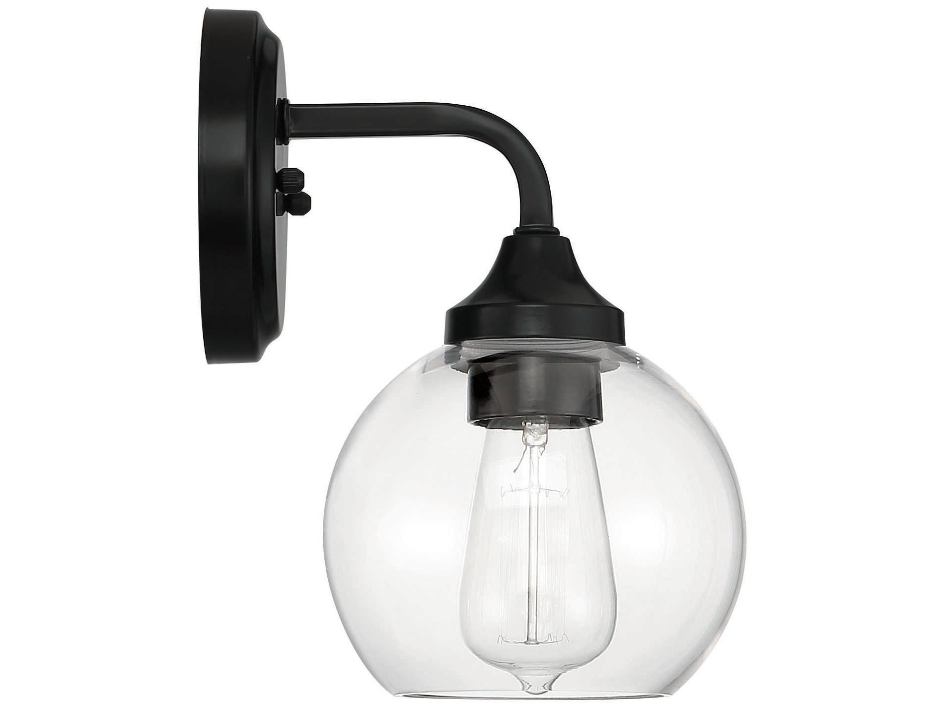 Craftmade Glenda 1-Light Flat Black Glass Vanity Light