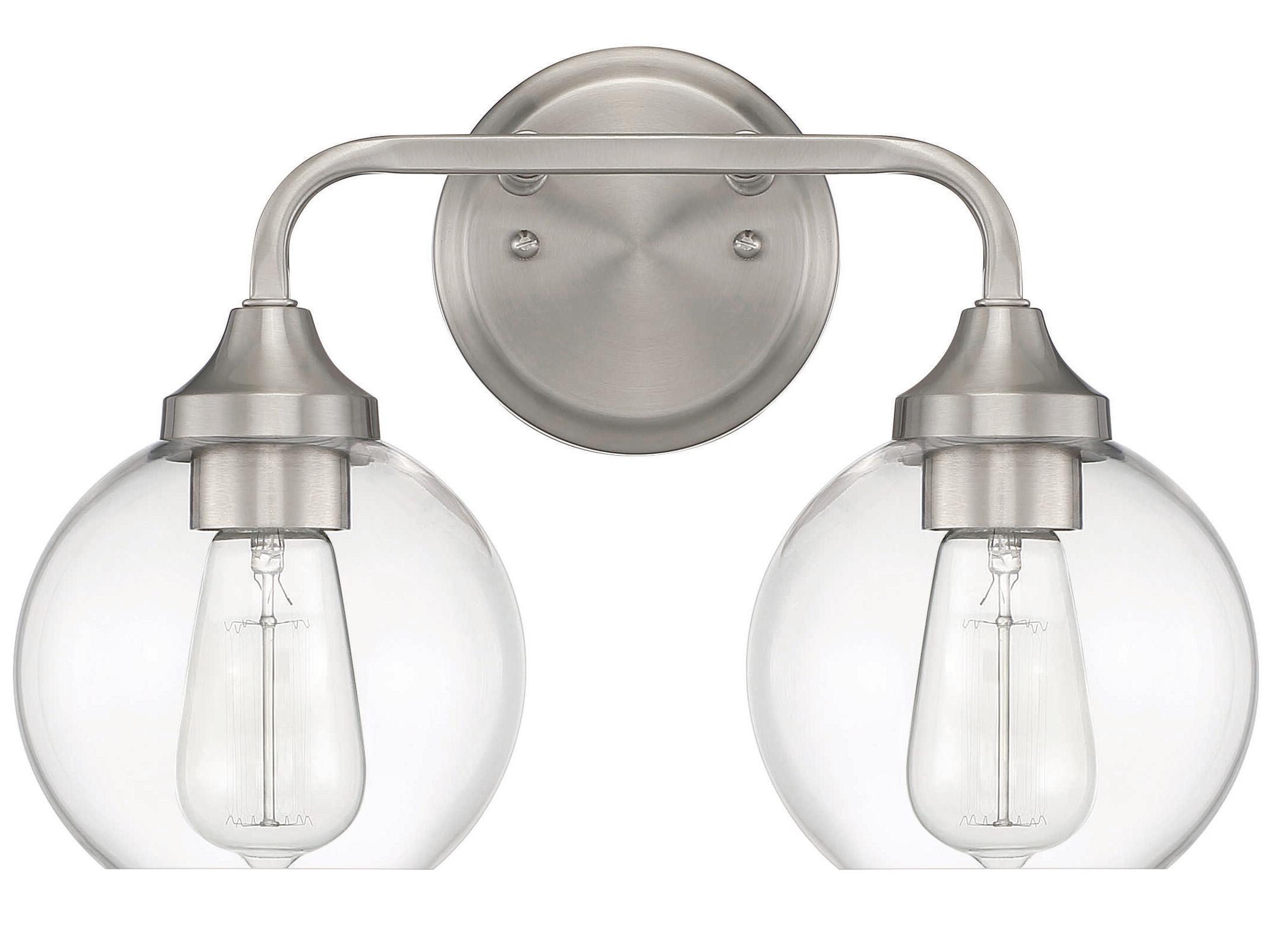 Craftmade Glenda 2-Light Brushed Polished Nickel Glass Vanity Light