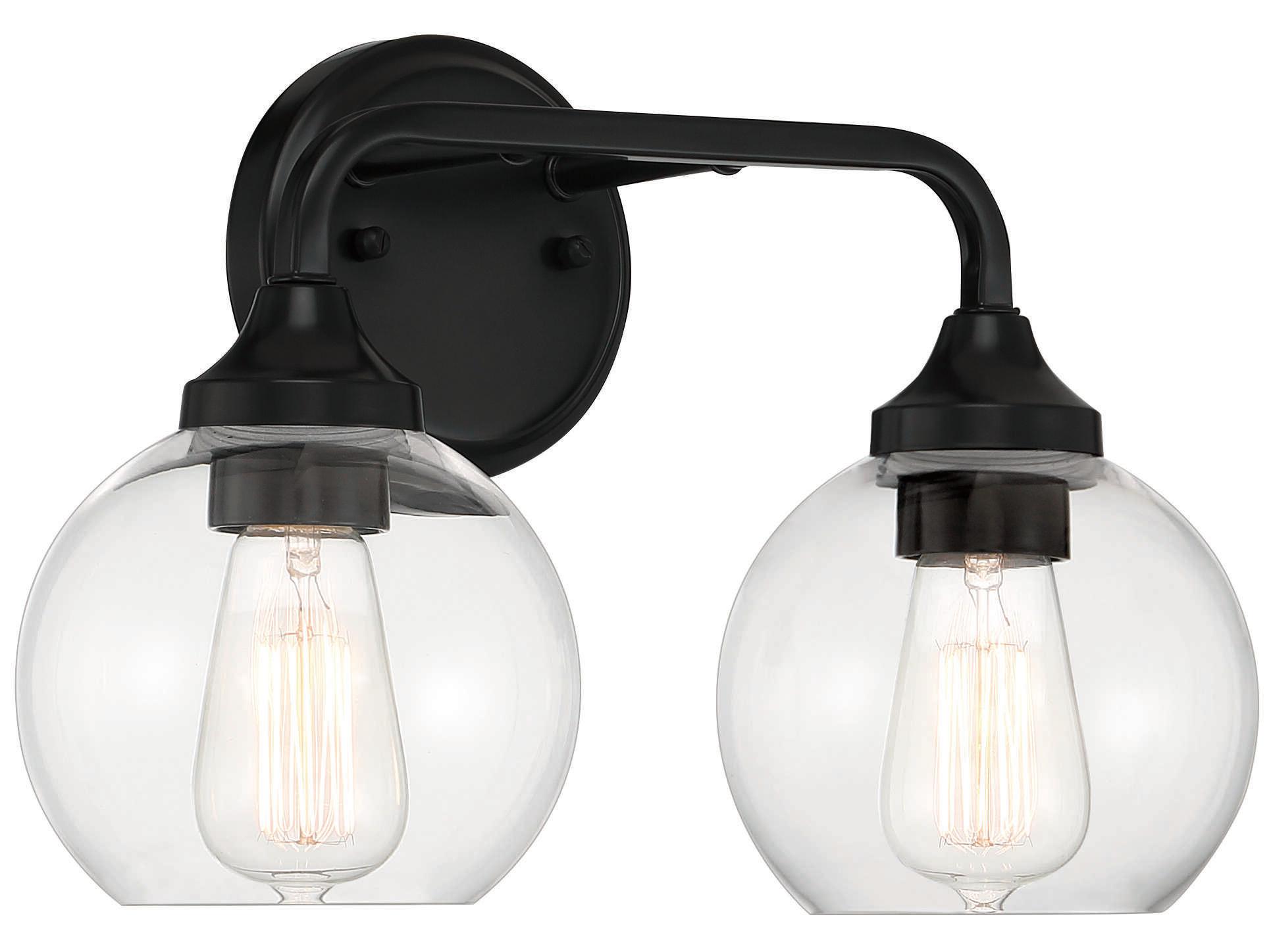 Craftmade Glenda 2-Light Flat Black Glass Vanity Light