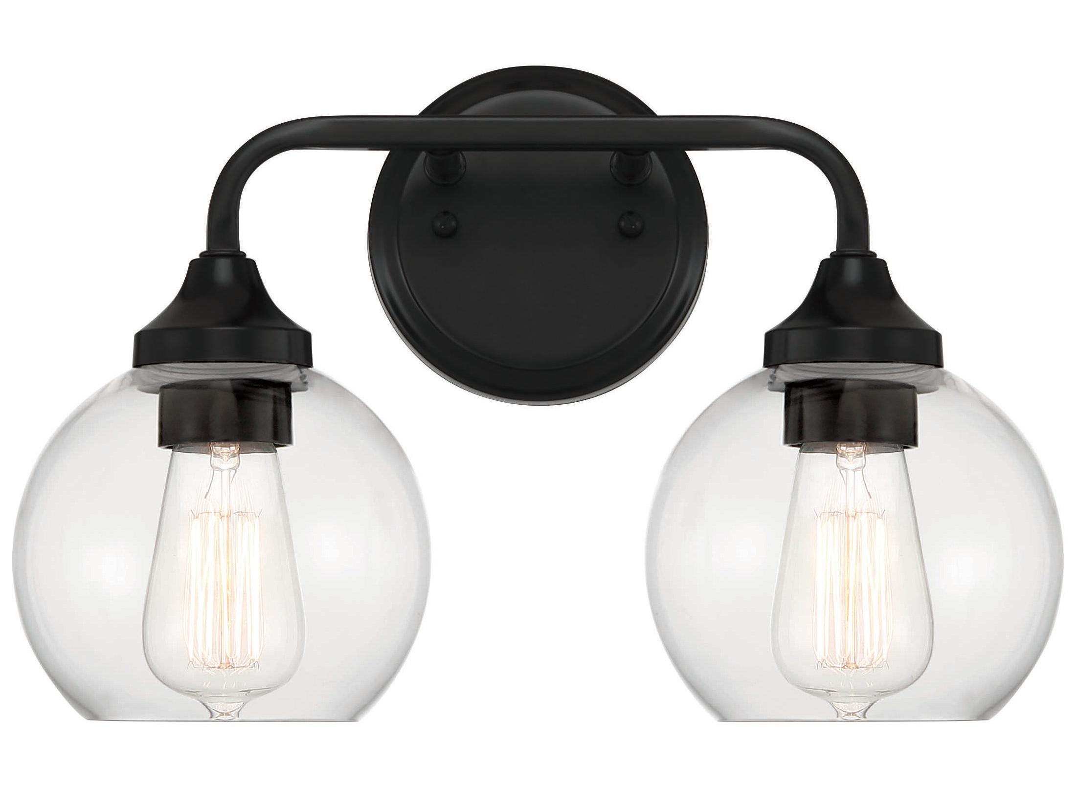 Craftmade Glenda 2-Light Flat Black Glass Vanity Light