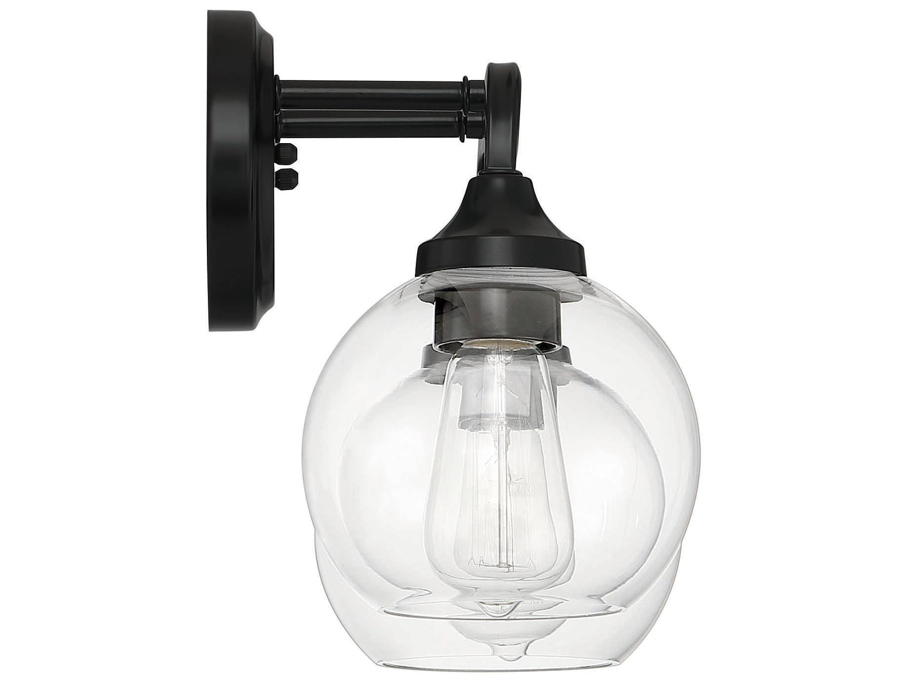 Craftmade Glenda 2-Light Flat Black Glass Vanity Light