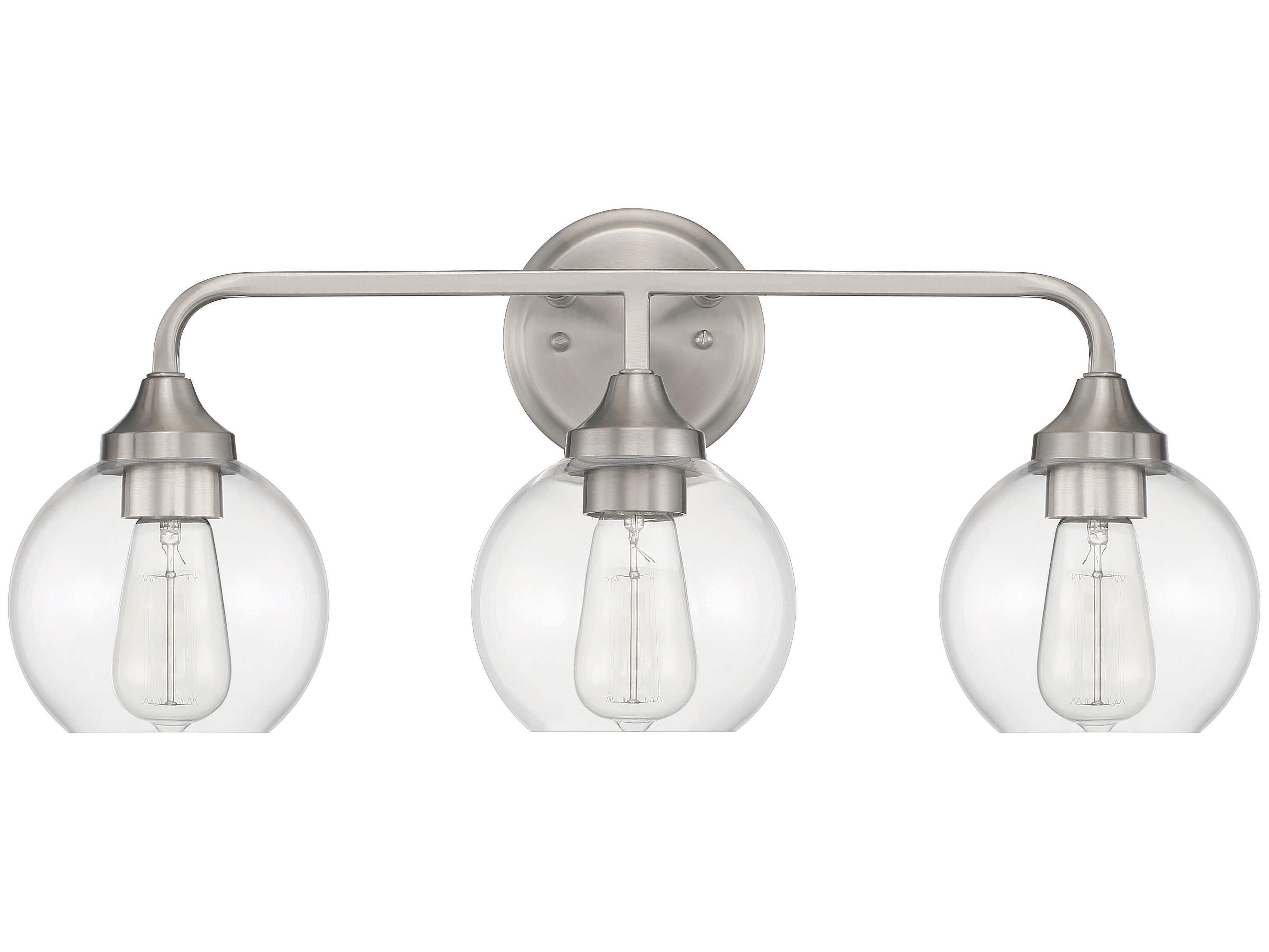 Craftmade Glenda 3-Light Brushed Polished Nickel Glass Vanity Light