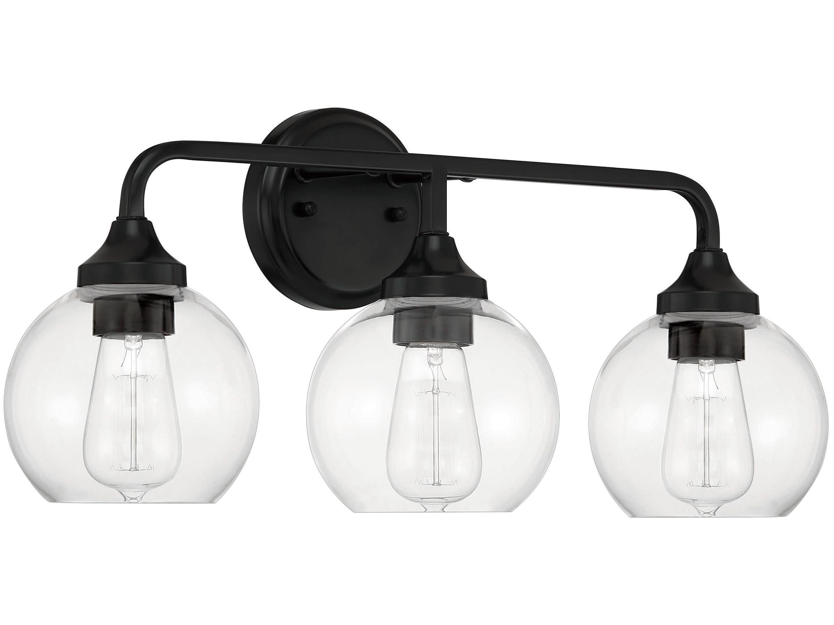 Craftmade Glenda 3-Light Flat Black Glass Vanity Light