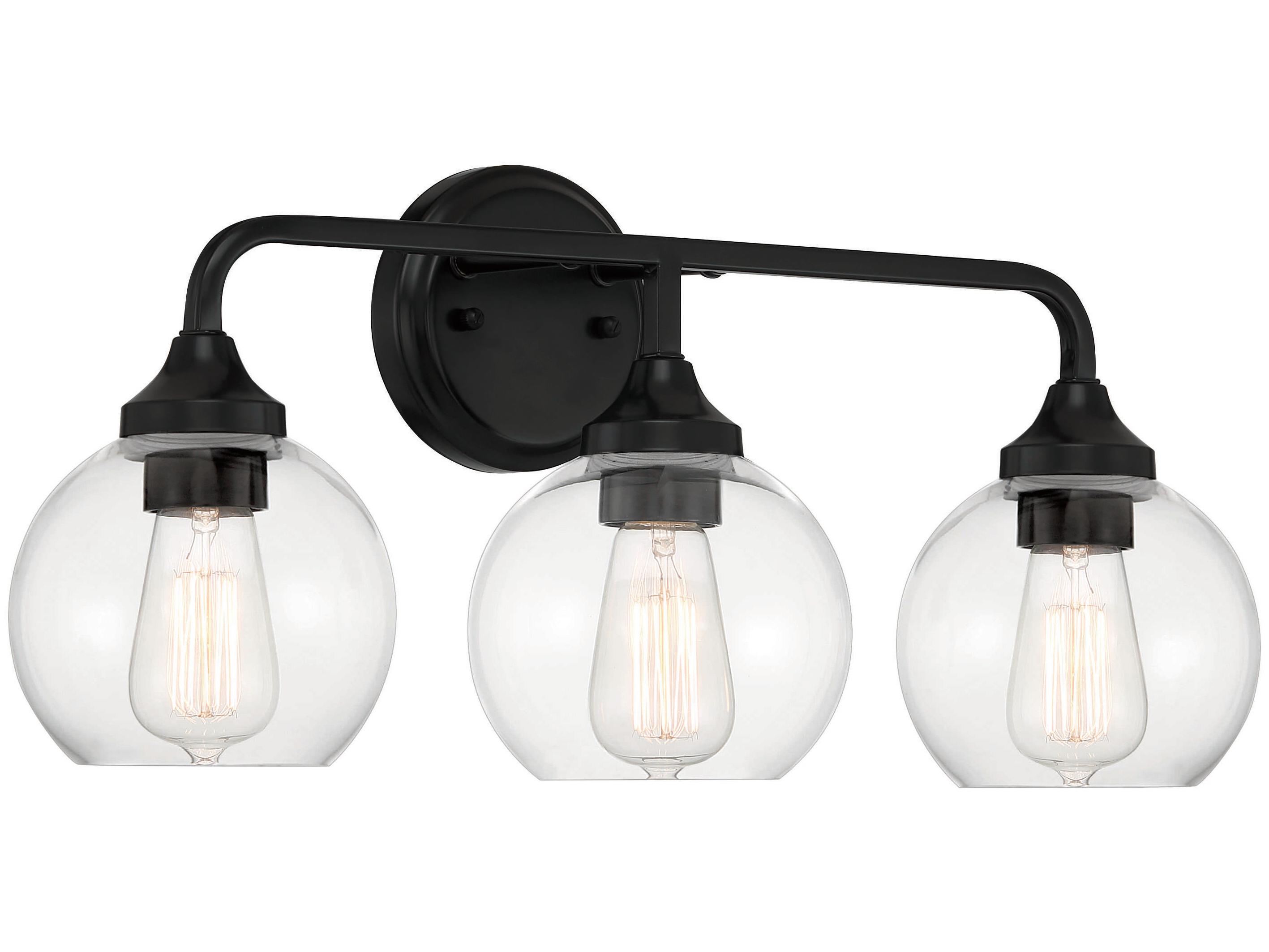 Craftmade Glenda 3-Light Flat Black Glass Vanity Light