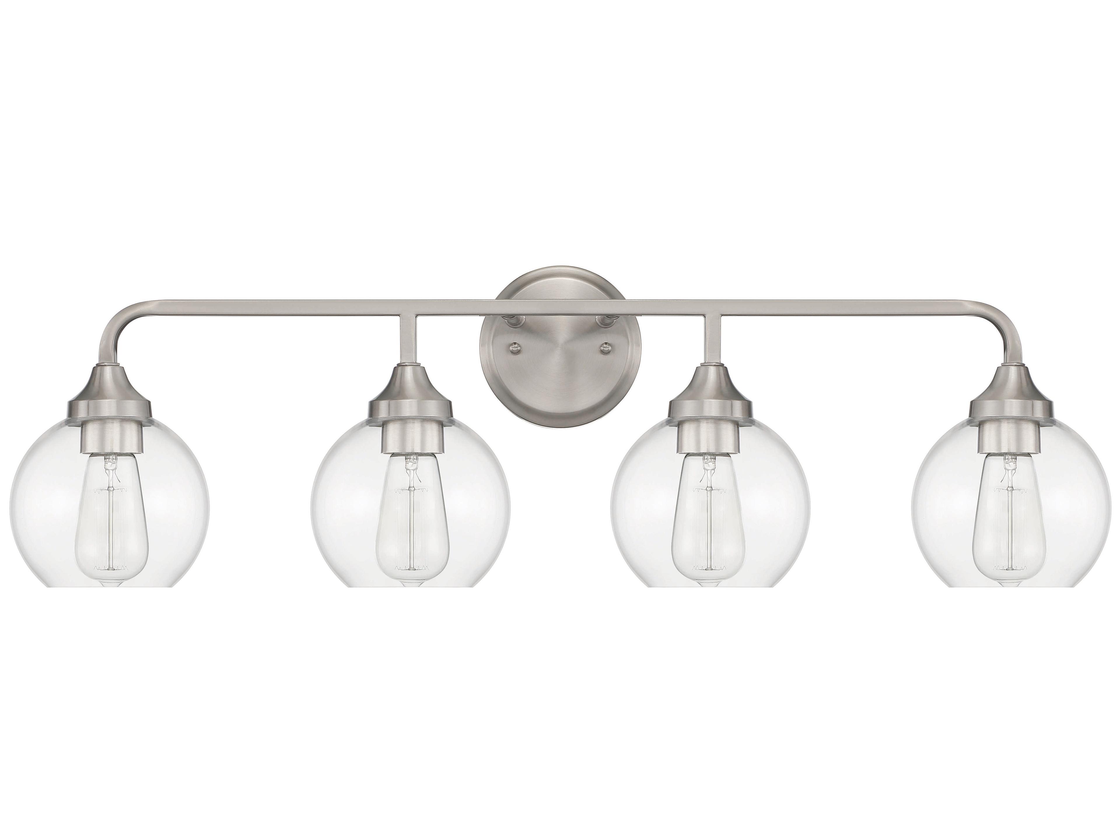 Craftmade Glenda 4-Light Brushed Polished Nickel Glass Vanity Light