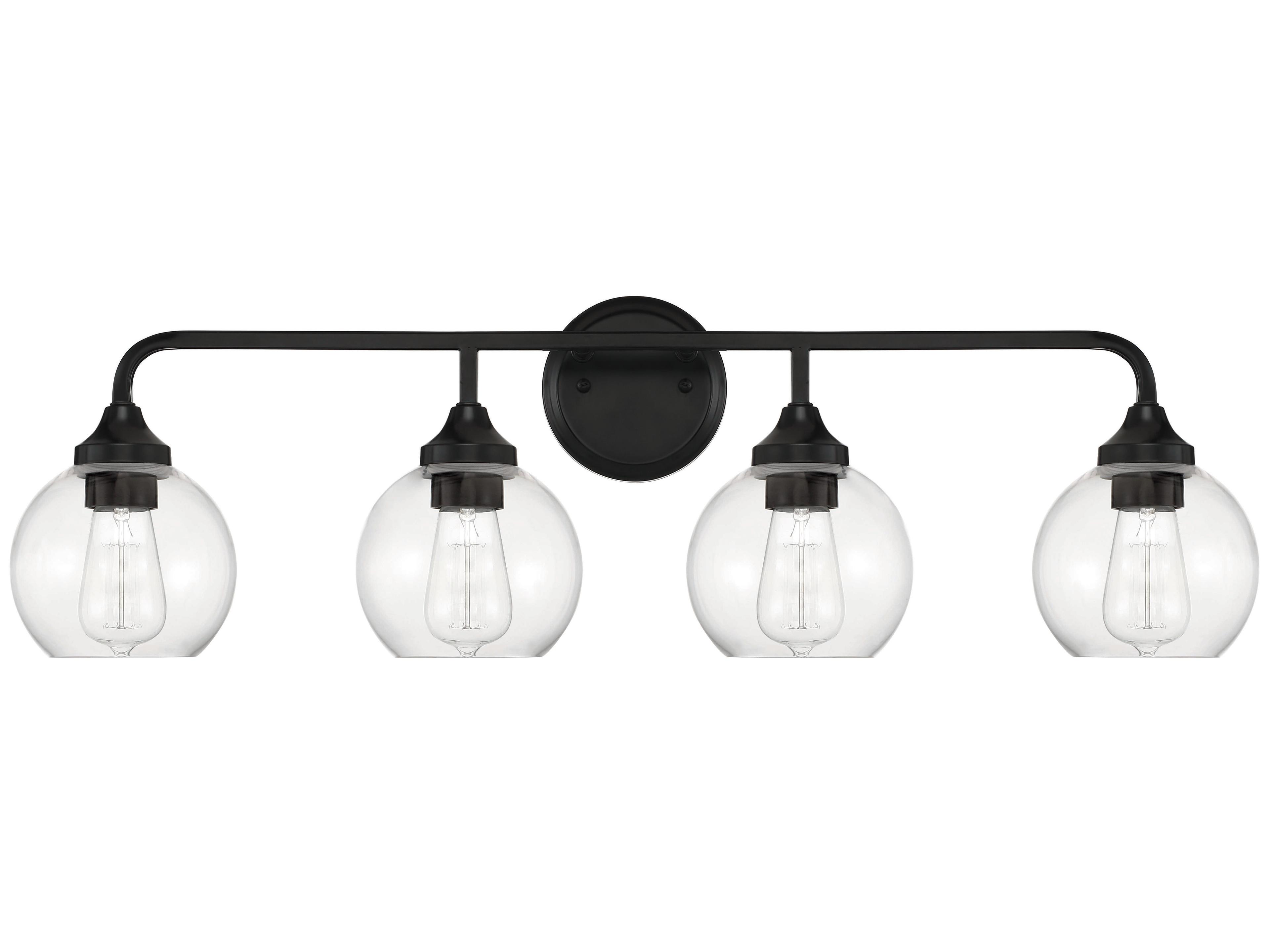 Craftmade Glenda 4-Light Flat Black Glass Vanity Light