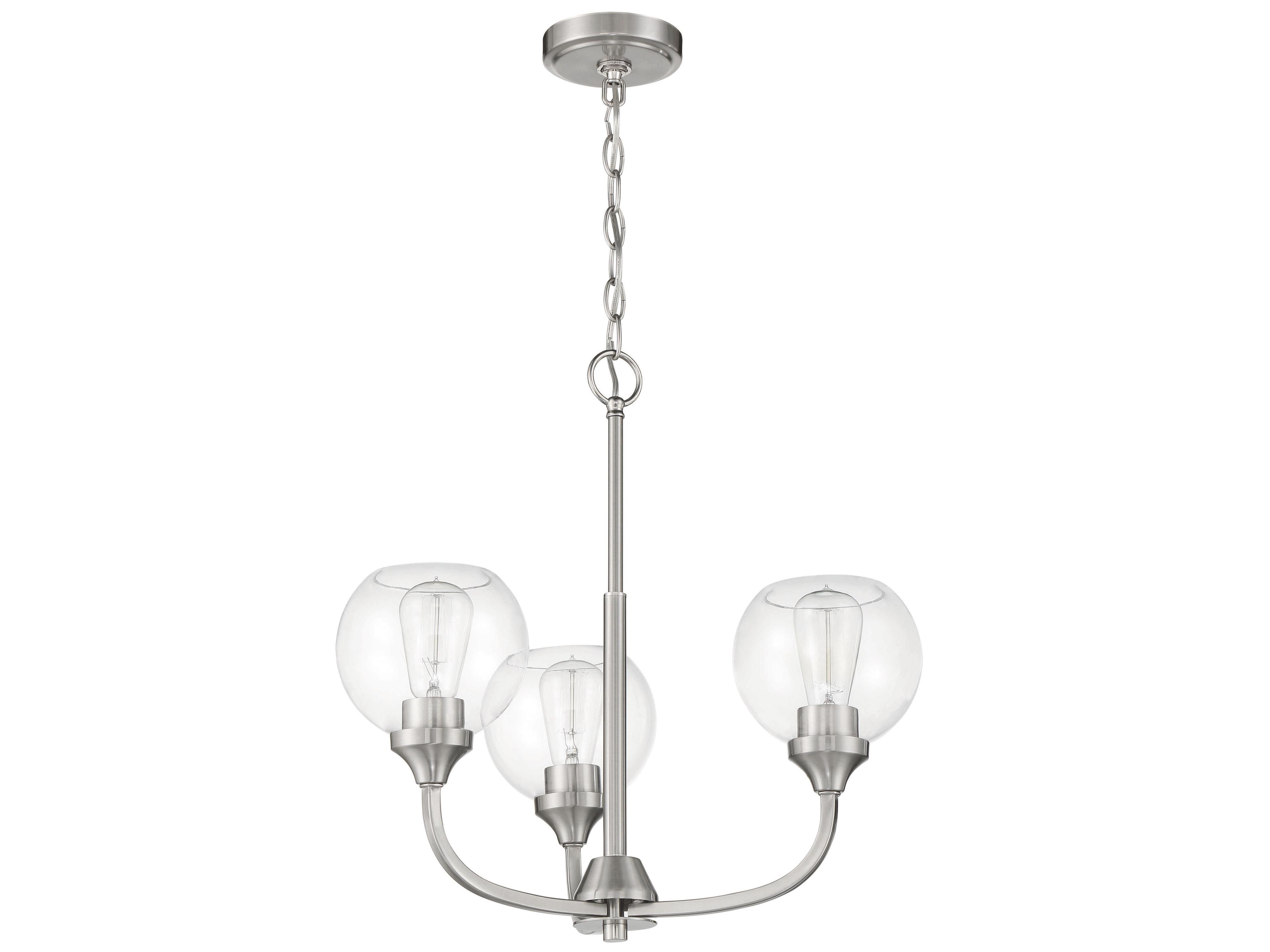 Craftmade Glenda 3-Light Brushed Polished Nickel Glass Globe Round Chandelier