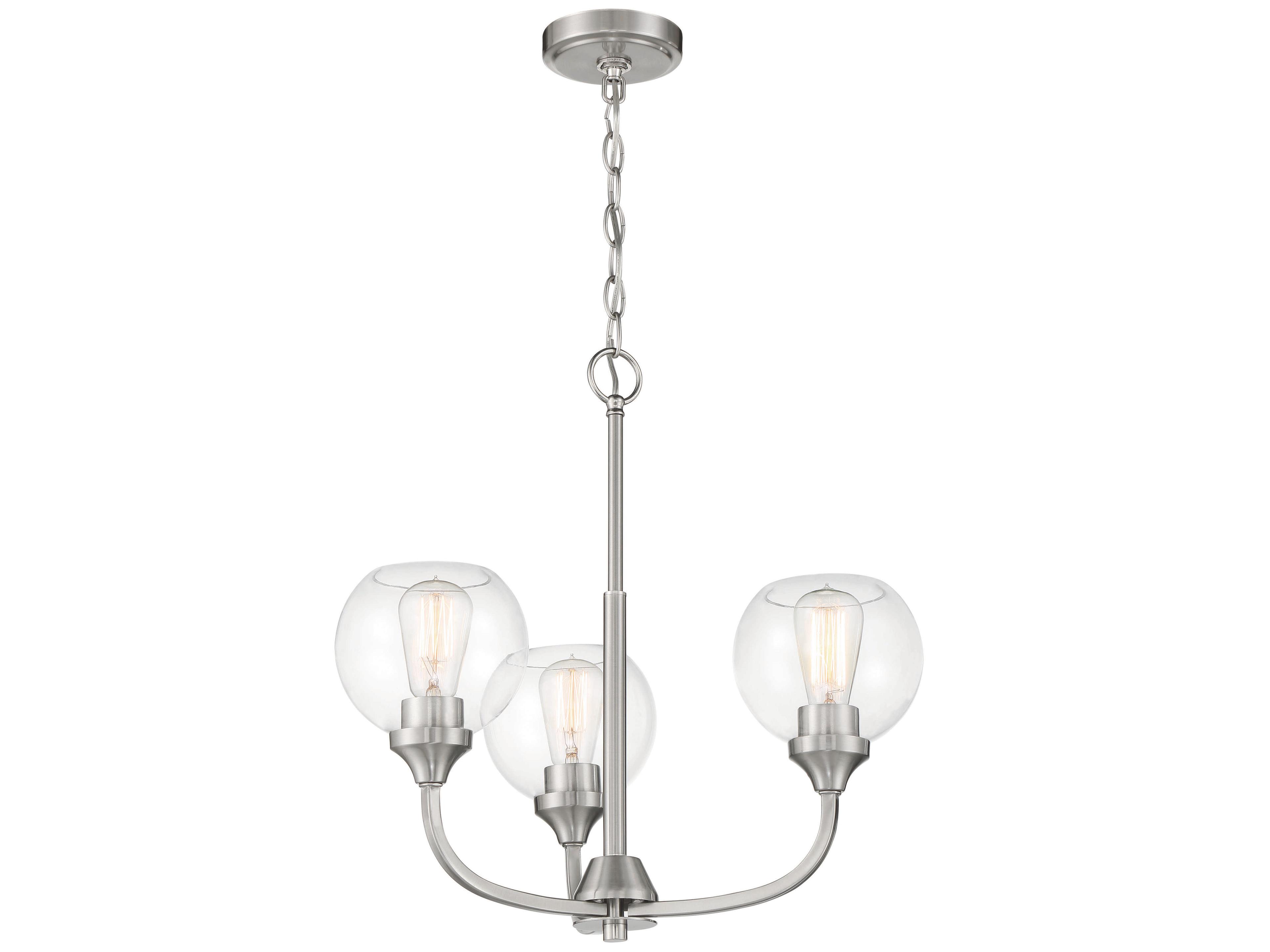 Craftmade Glenda 3-Light Brushed Polished Nickel Glass Globe Round Chandelier