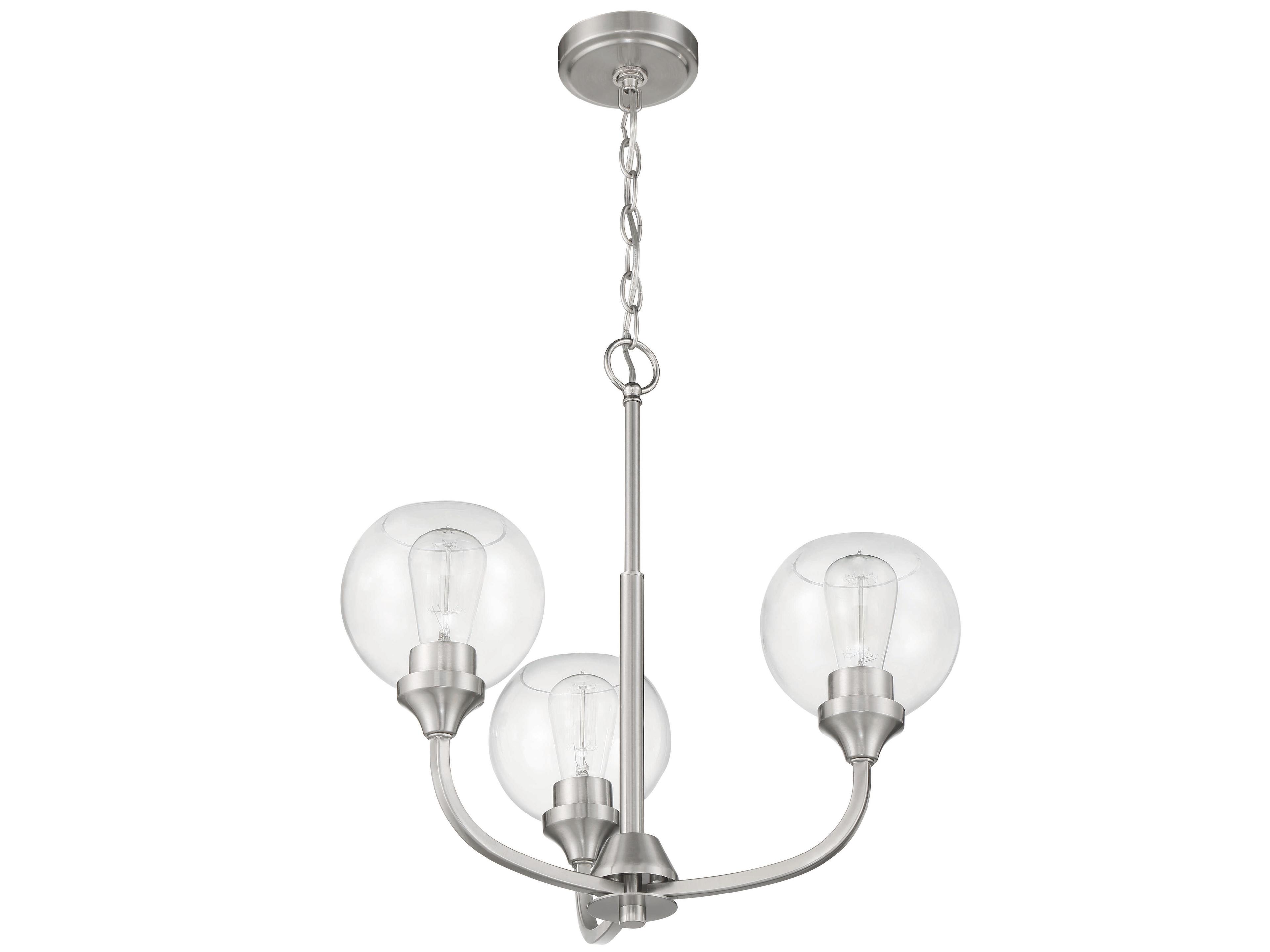 Craftmade Glenda 3-Light Brushed Polished Nickel Glass Globe Round Chandelier