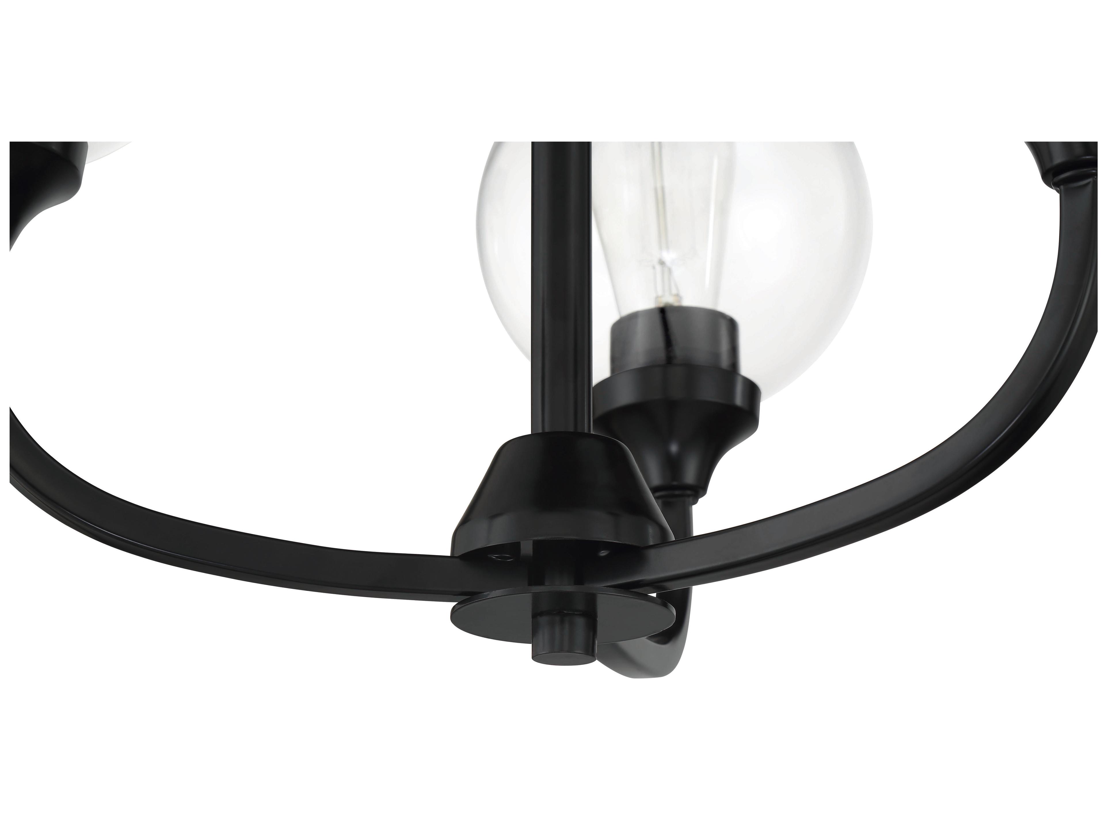 Craftmade Glenda 3-Light Flat Black Glass Globe Round Chandelier