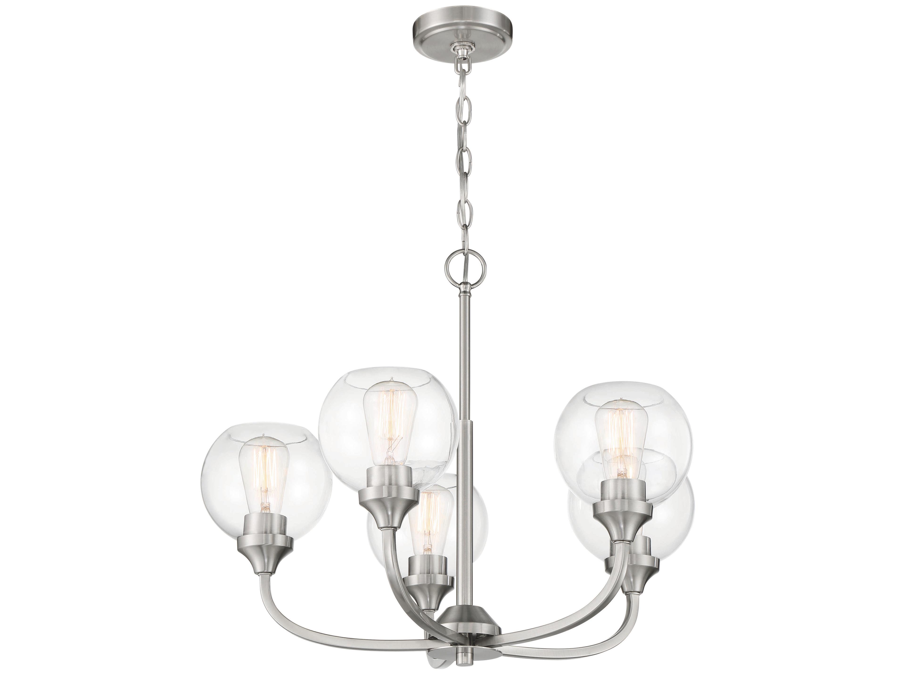 Craftmade Glenda 5-Light Brushed Polished Nickel Glass Globe Round Chandelier