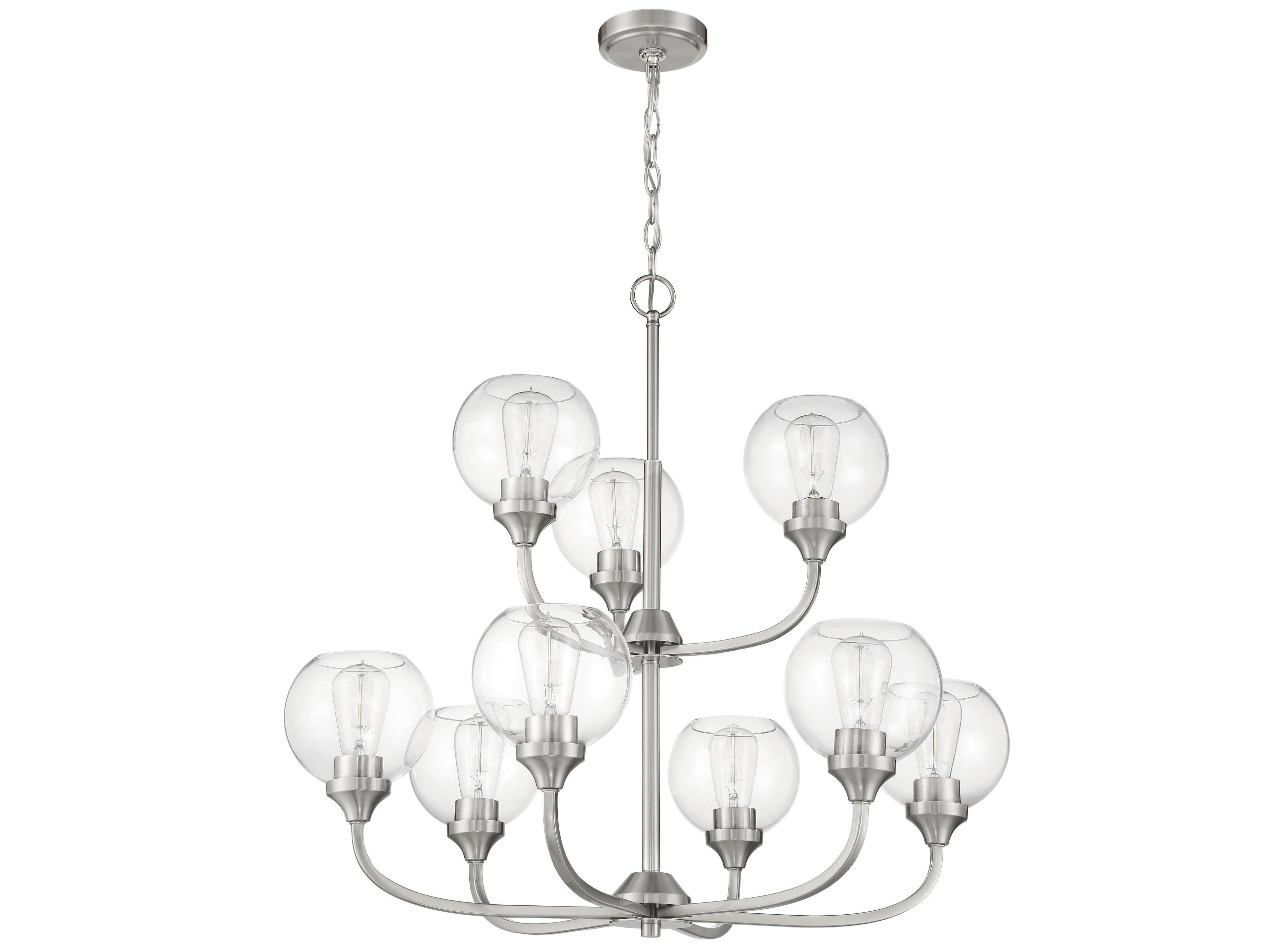 Craftmade Glenda 9-Light Brushed Polished Nickel Glass Globe Round Chandelier