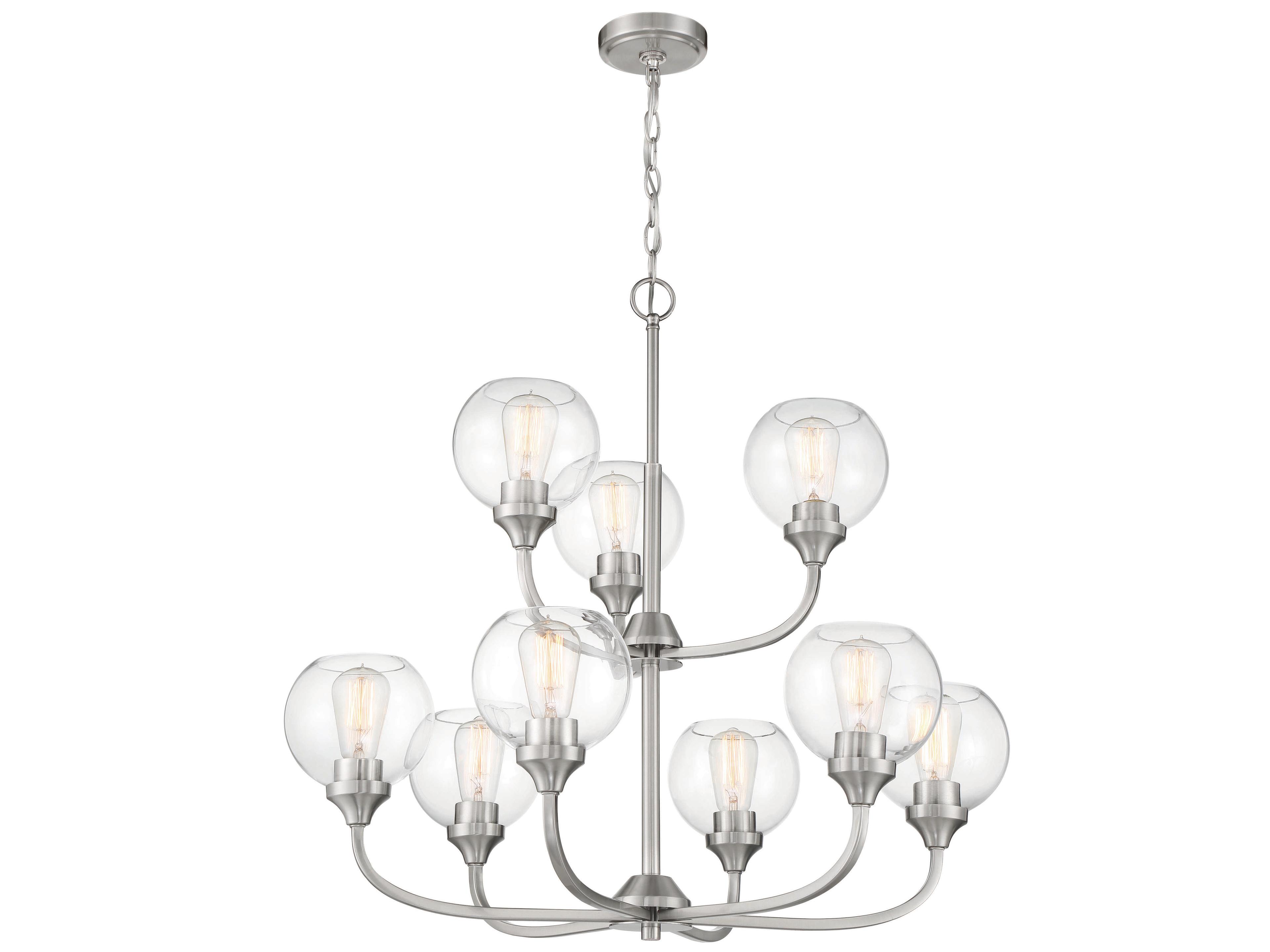 Craftmade Glenda 9-Light Brushed Polished Nickel Glass Globe Round Chandelier