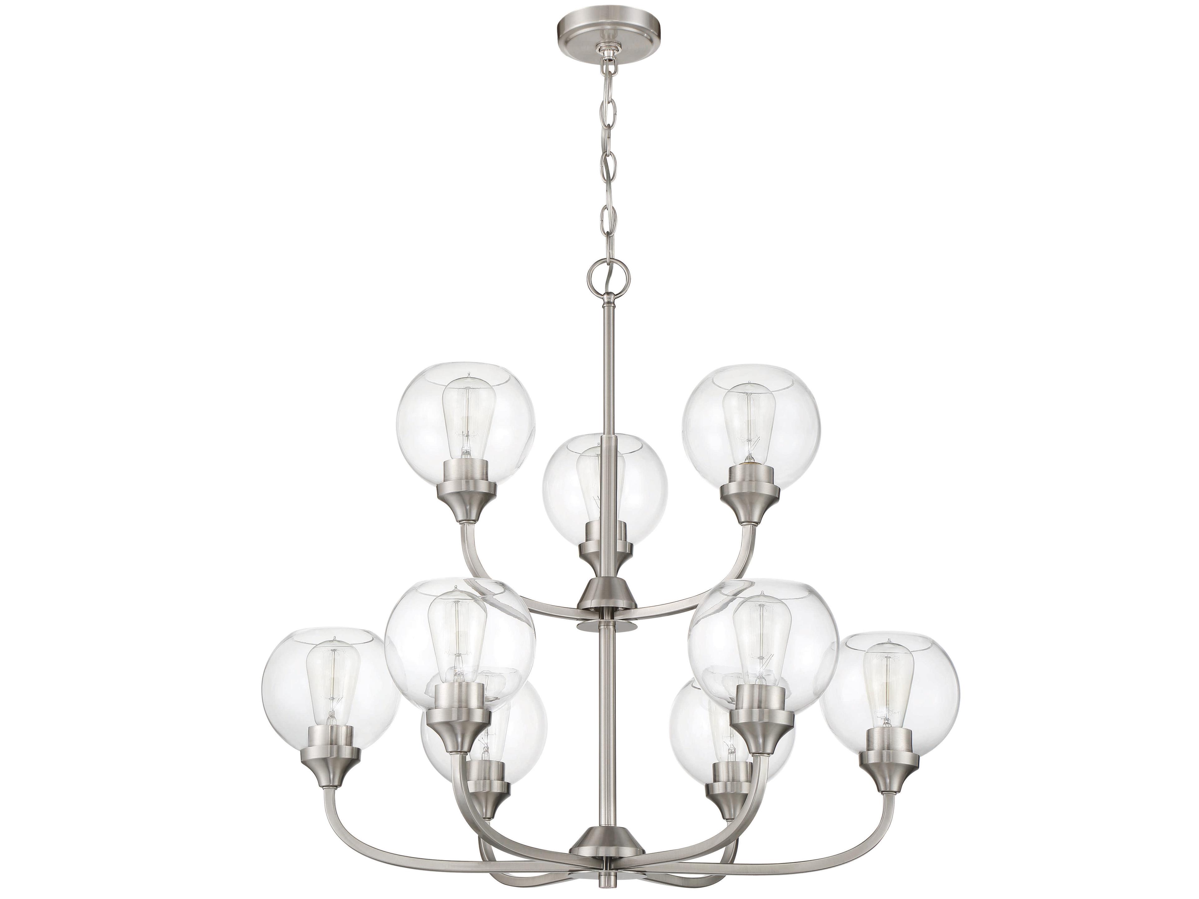 Craftmade Glenda 9-Light Brushed Polished Nickel Glass Globe Round Chandelier