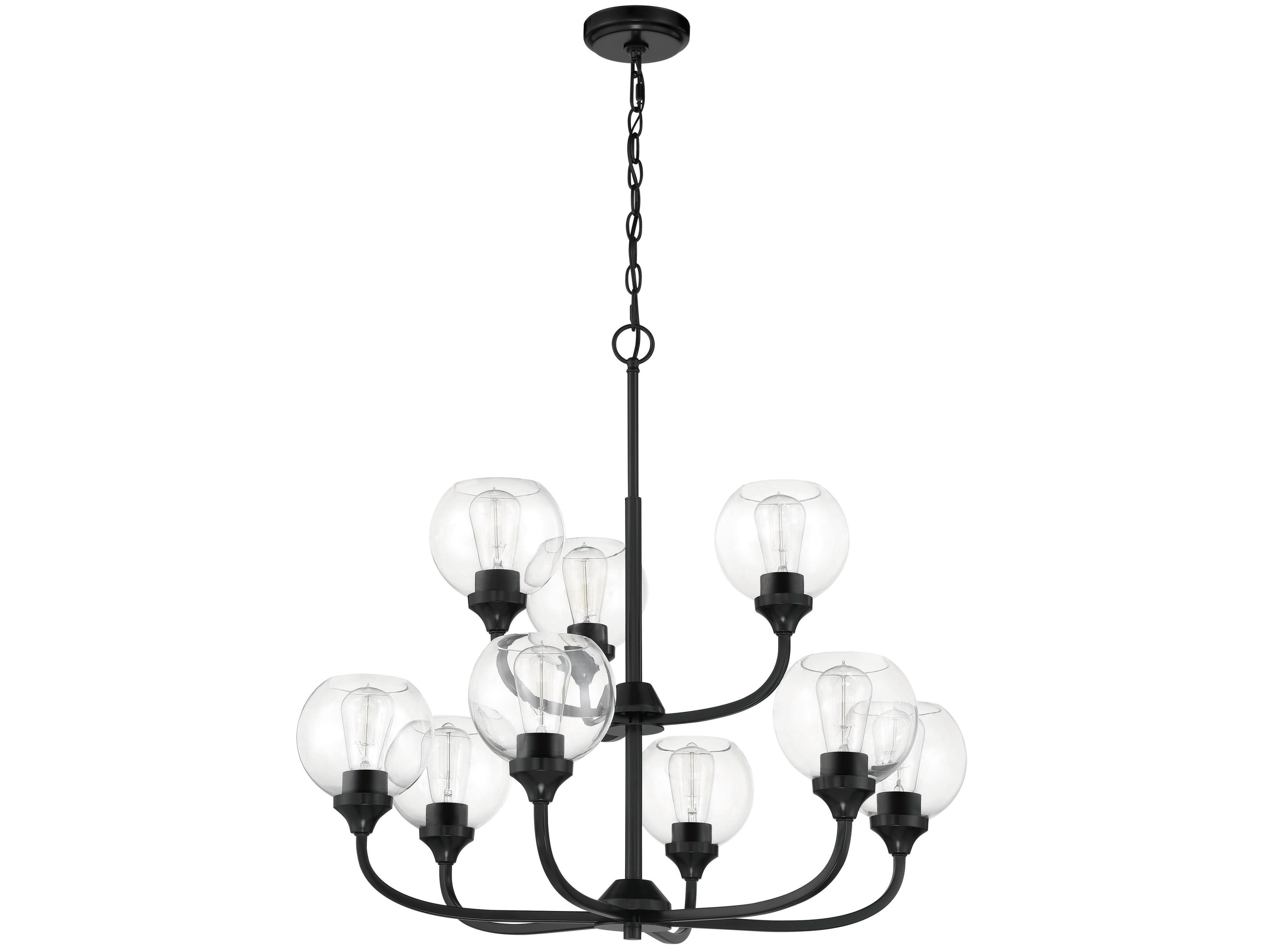 Craftmade Glenda 9-Light Flat Black Glass Globe Round Chandelier