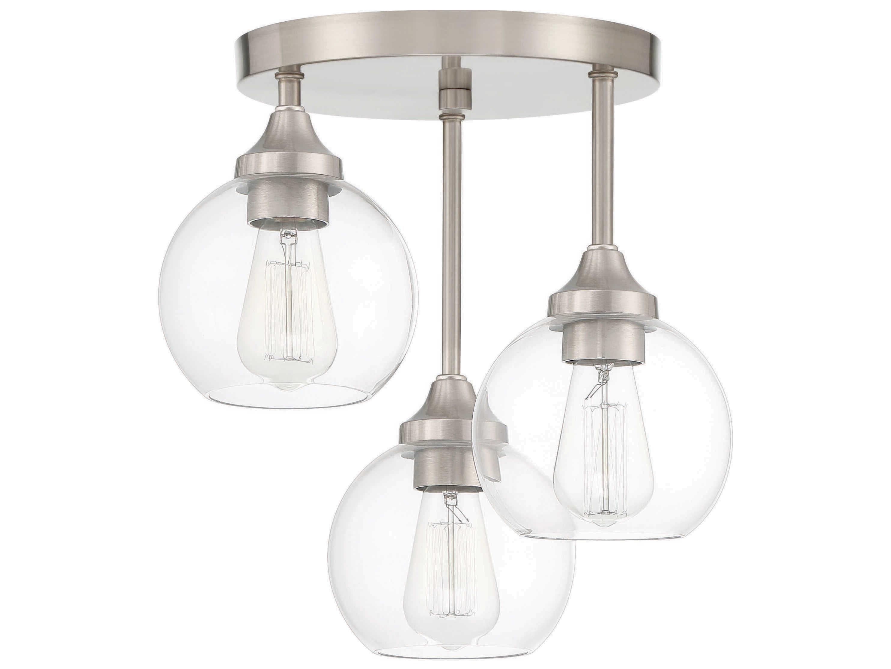 Craftmade Glenda 3-Light Brushed Nickel Glass Globe Semi Flush Mount