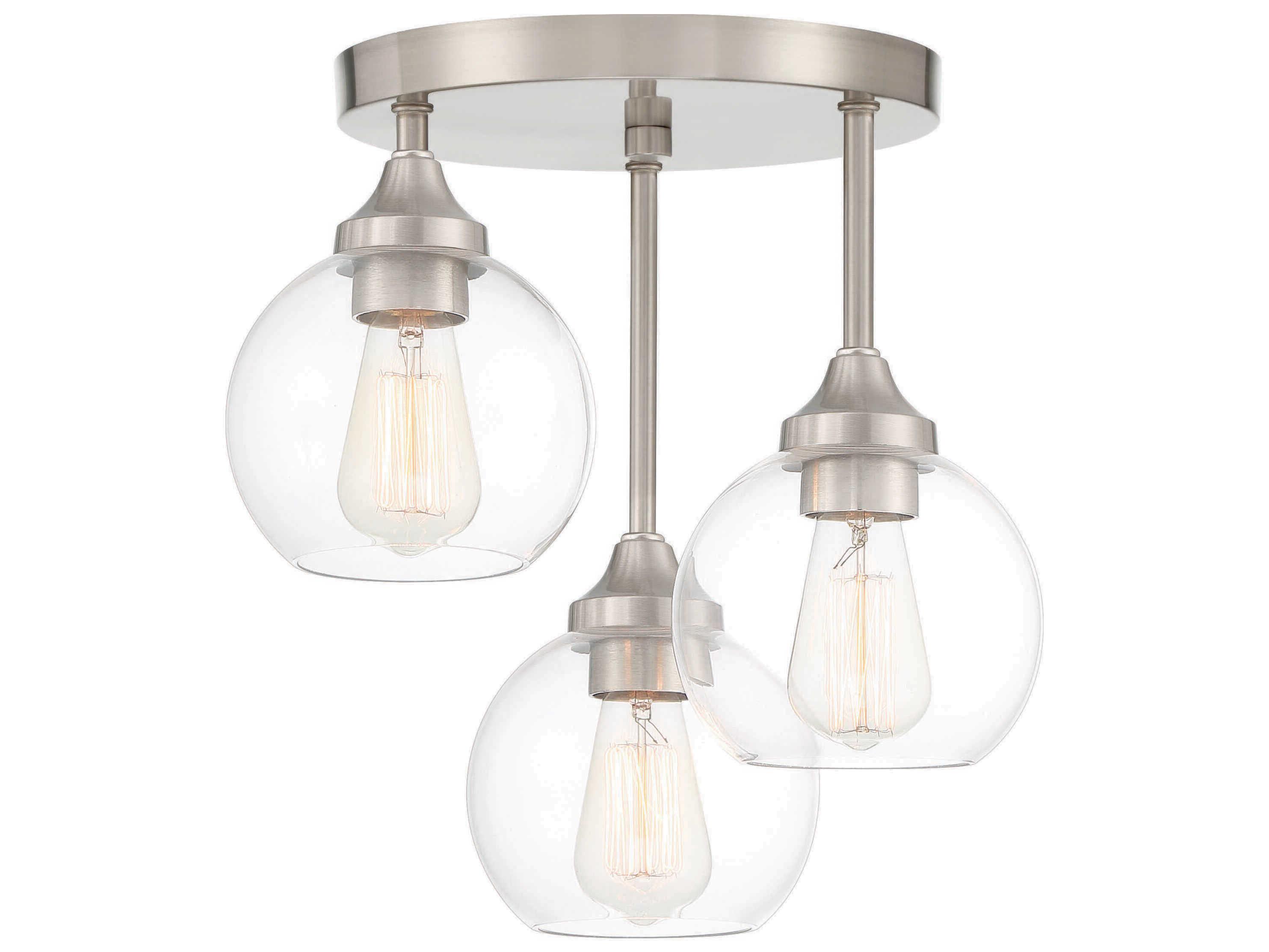 Craftmade Glenda 3-Light Brushed Nickel Glass Globe Semi Flush Mount
