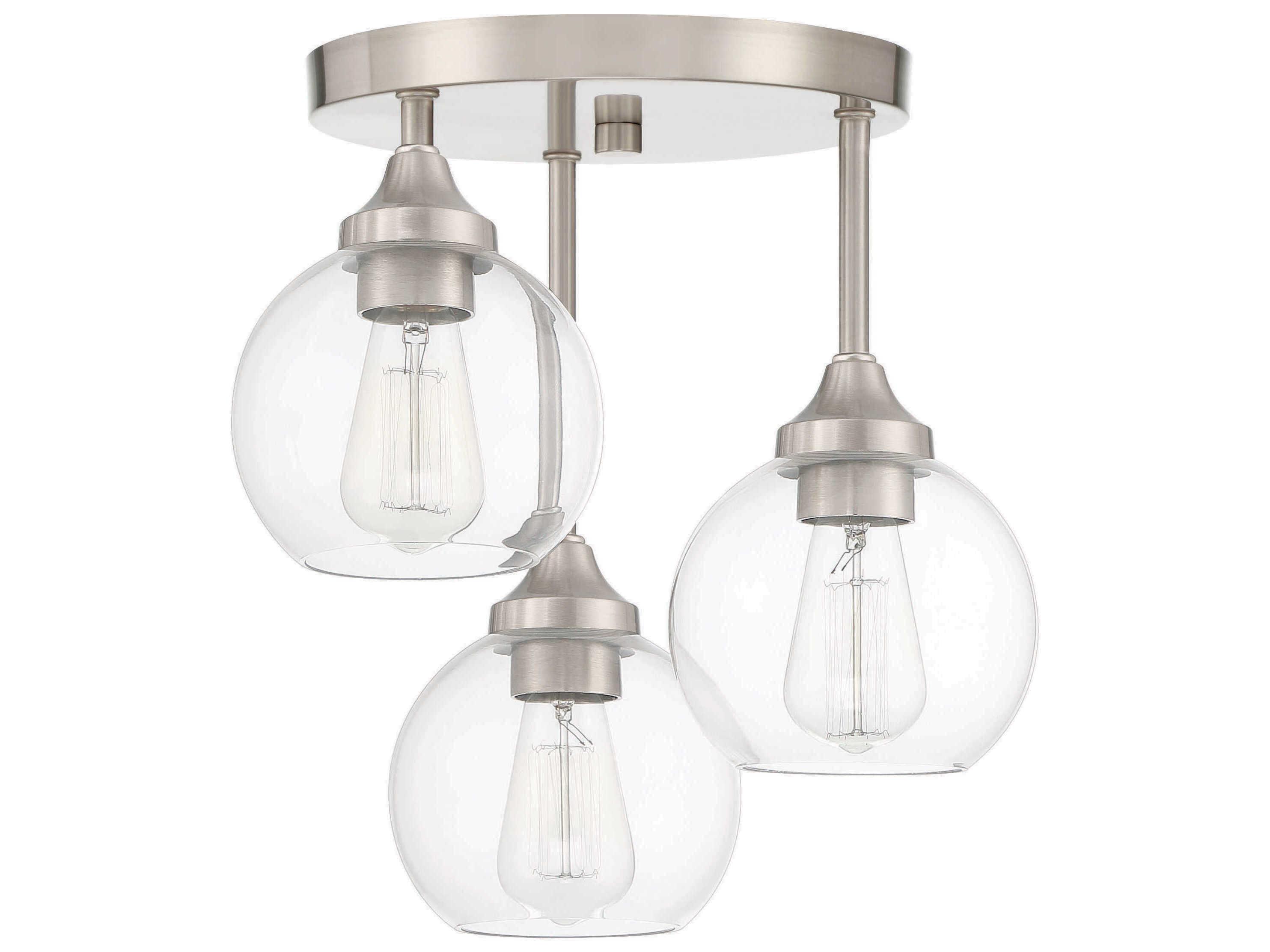 Craftmade Glenda 3-Light Brushed Nickel Glass Globe Semi Flush Mount