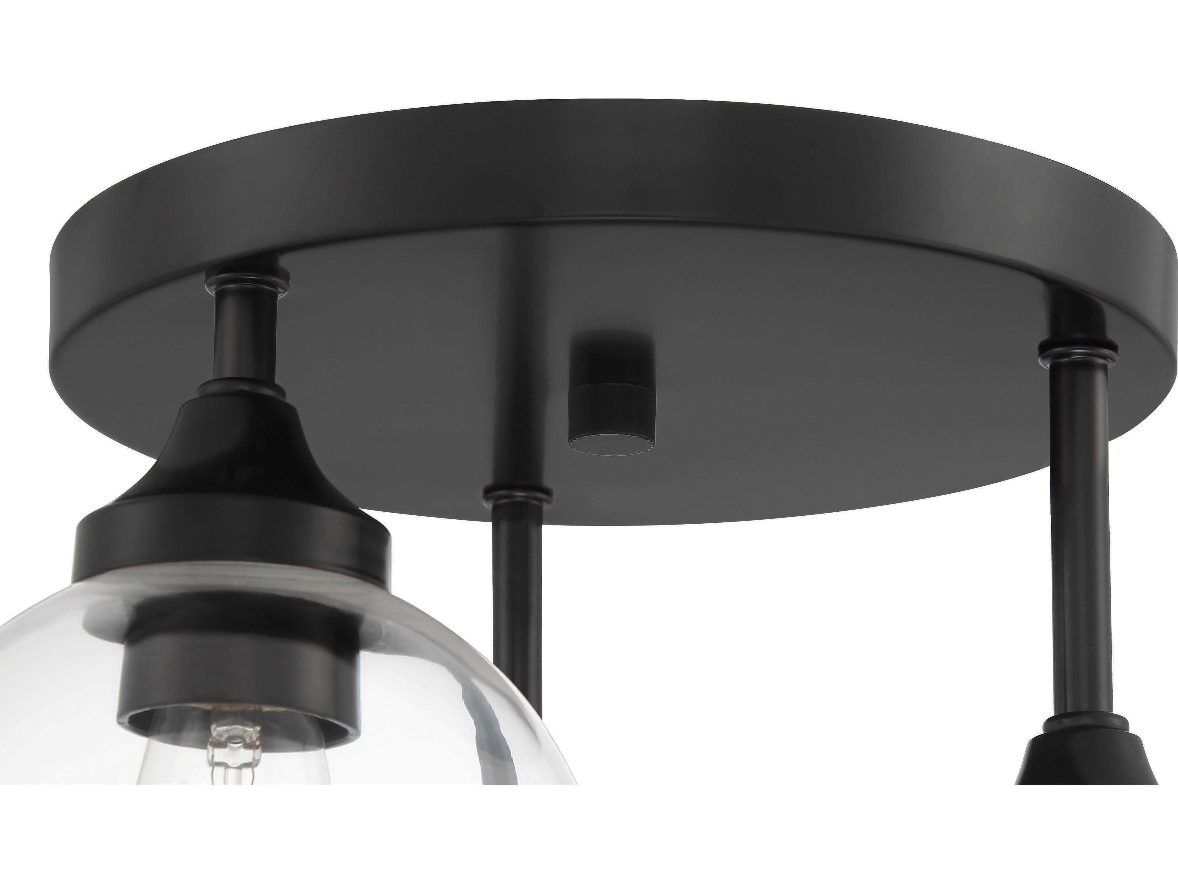 Craftmade Glenda 3-Light Flat Black Glass Globe Semi Flush Mount