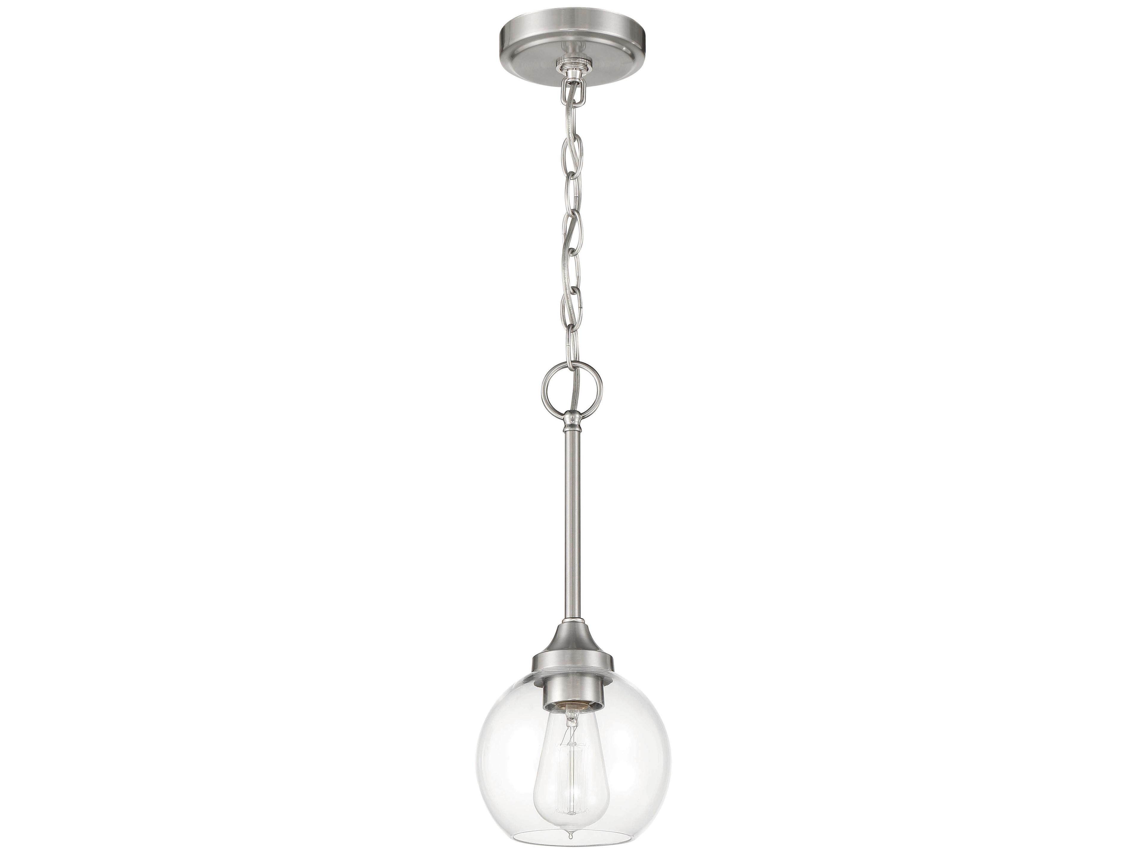 Craftmade Glenda 1-Light Brushed Polished Nickel Glass Globe Round Mini Pendant