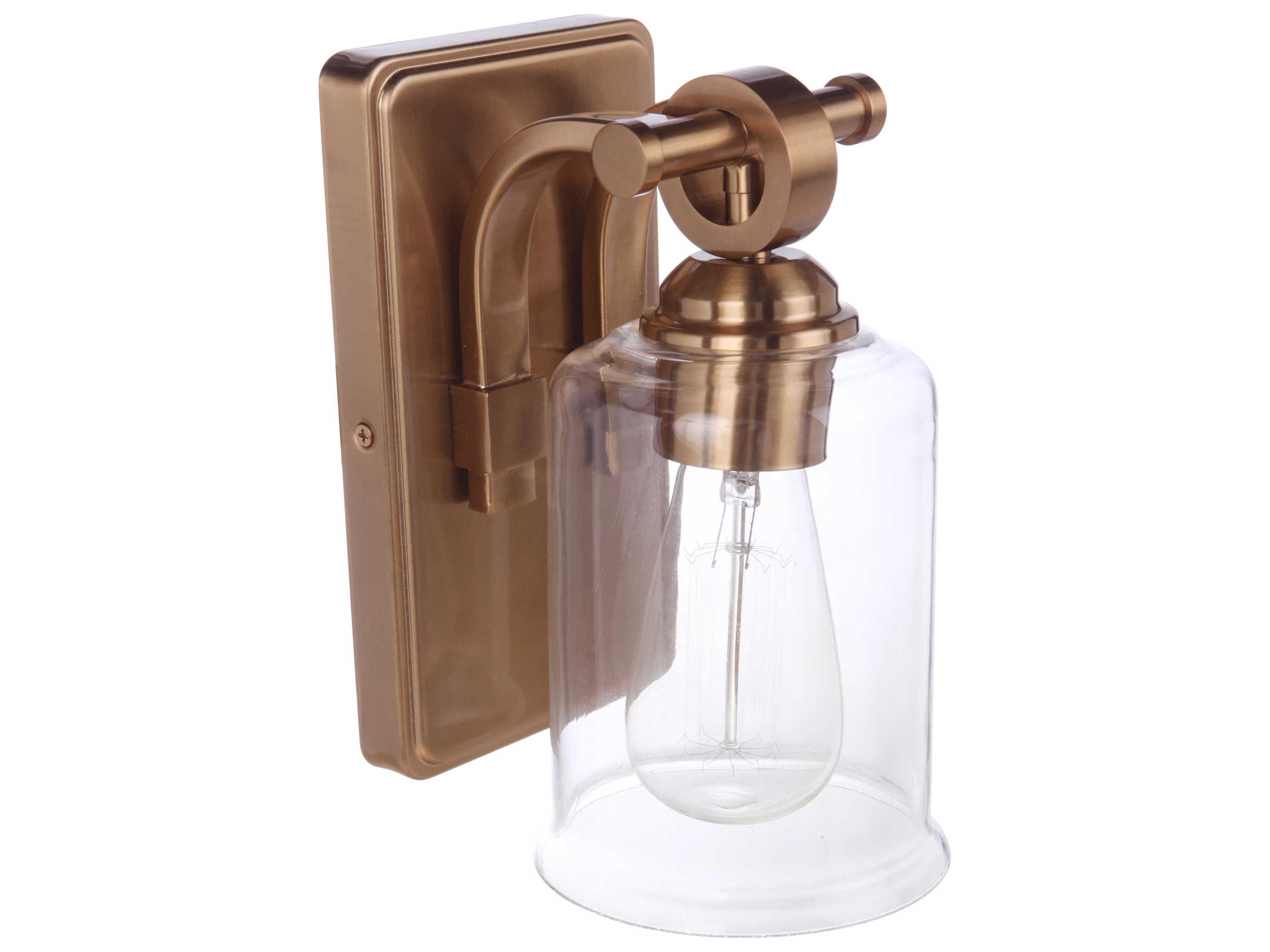 Craftmade Romero 1-Light Satin Brass Glass Vanity Light