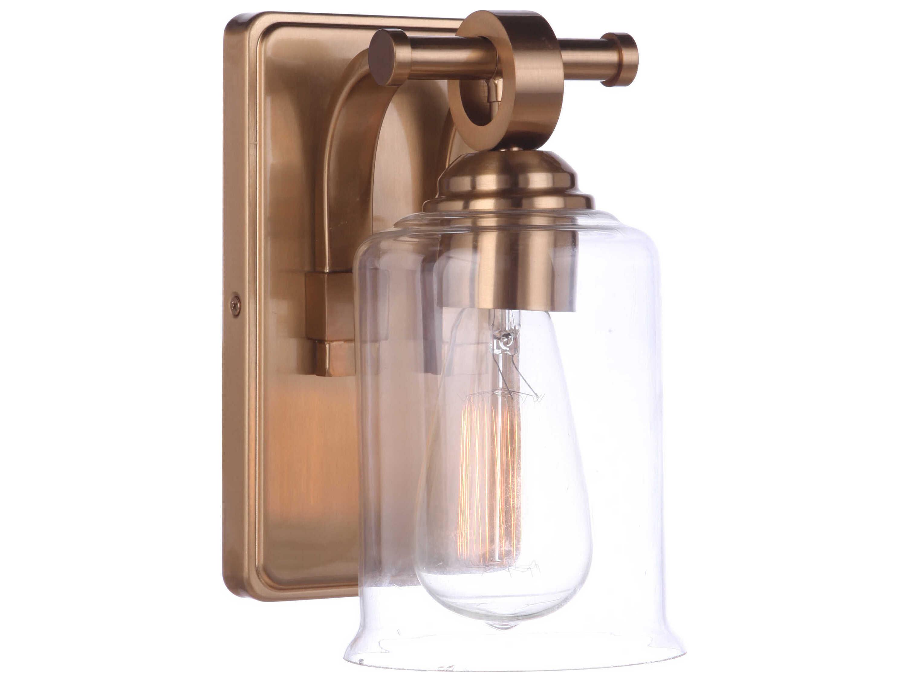 Craftmade Romero 1-Light Satin Brass Glass Vanity Light