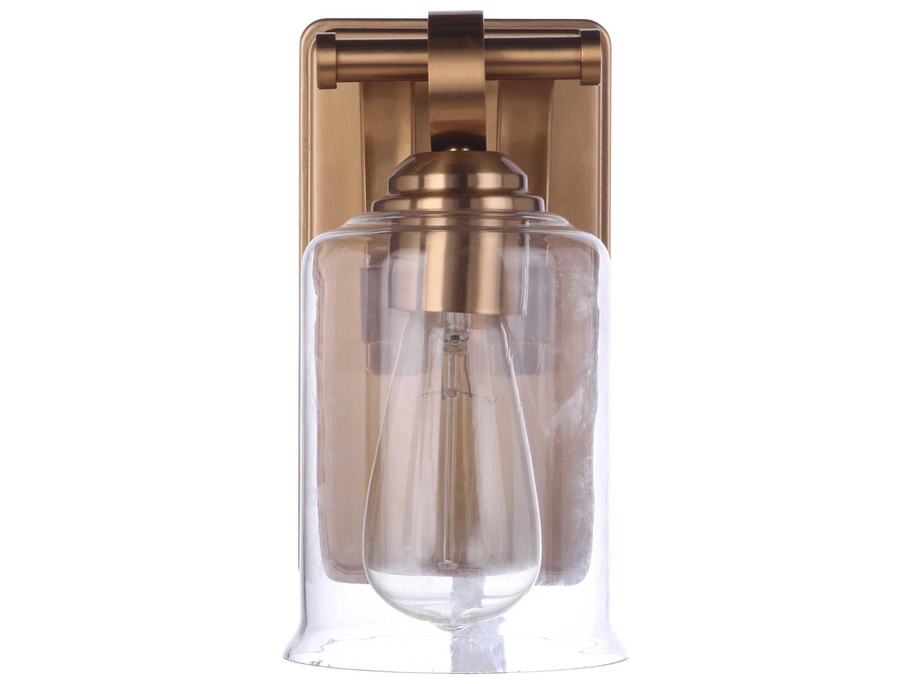 Craftmade Romero 1-Light Satin Brass Glass Vanity Light